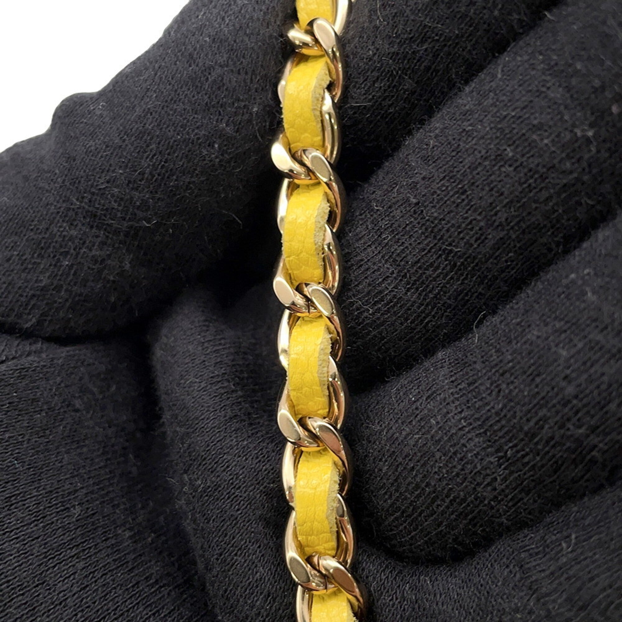 Chanel Yellow Grained Calfskin Chain/Shoulder Wallet (Pre-Owned)