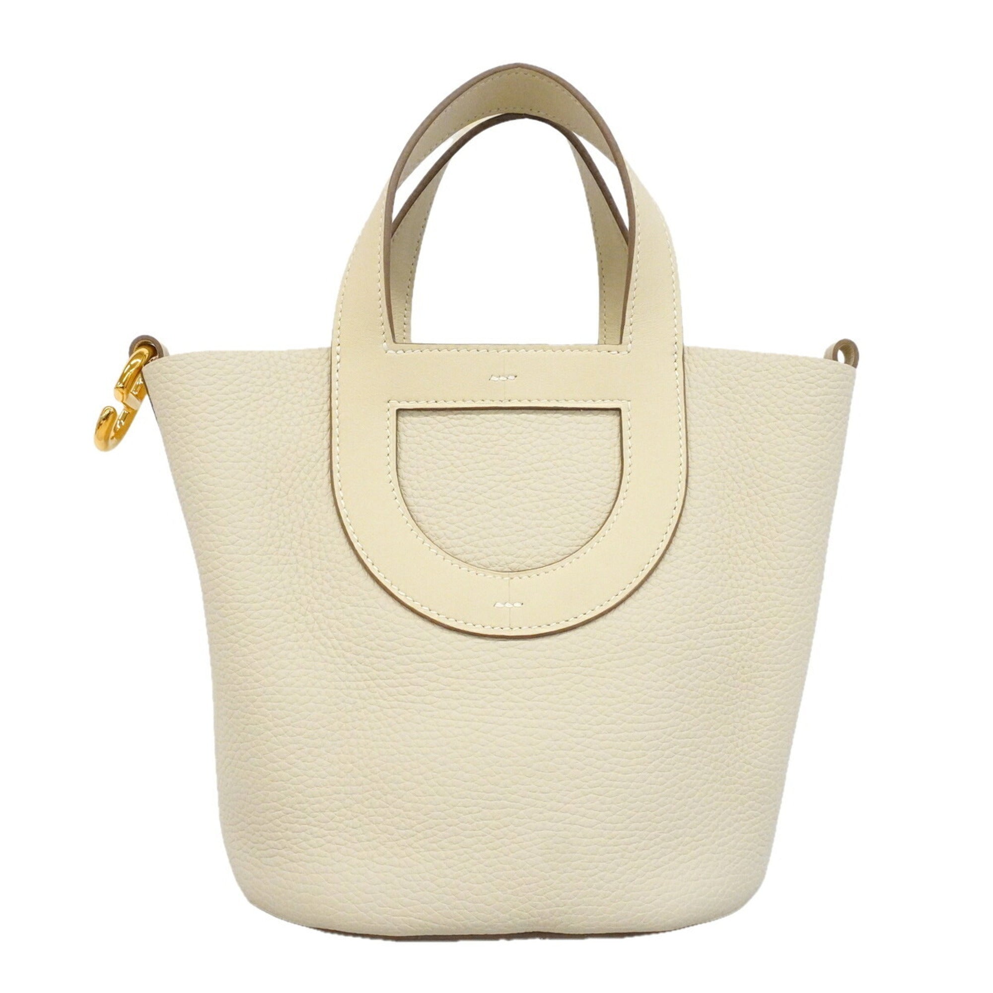 Hermes White Taurillon Clemence Leather Swift Leather Handbag (Pre-Owned)