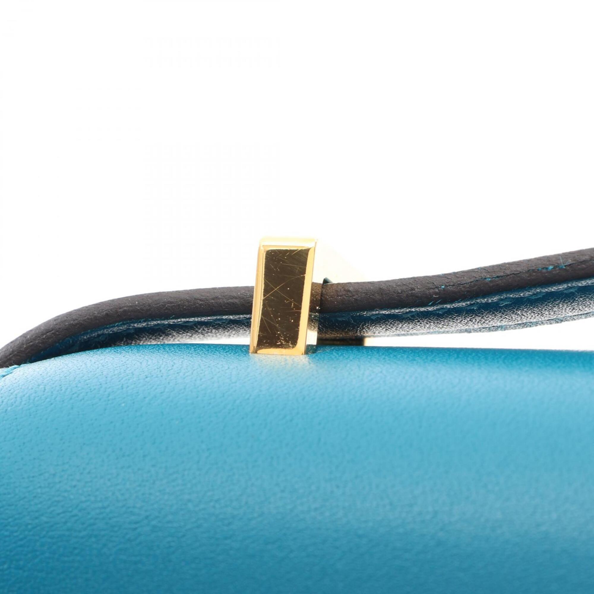 Hermes Blue Tadelakt Leather Handbag Shoulder Bag (Pre-Owned)