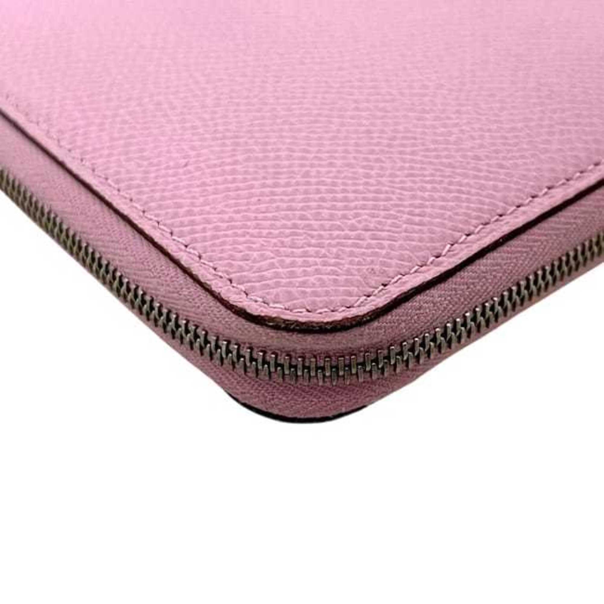 Hermes Pink Epsom Leather Silk Long Wallet (Bi-Fold) (Pre-Owned)