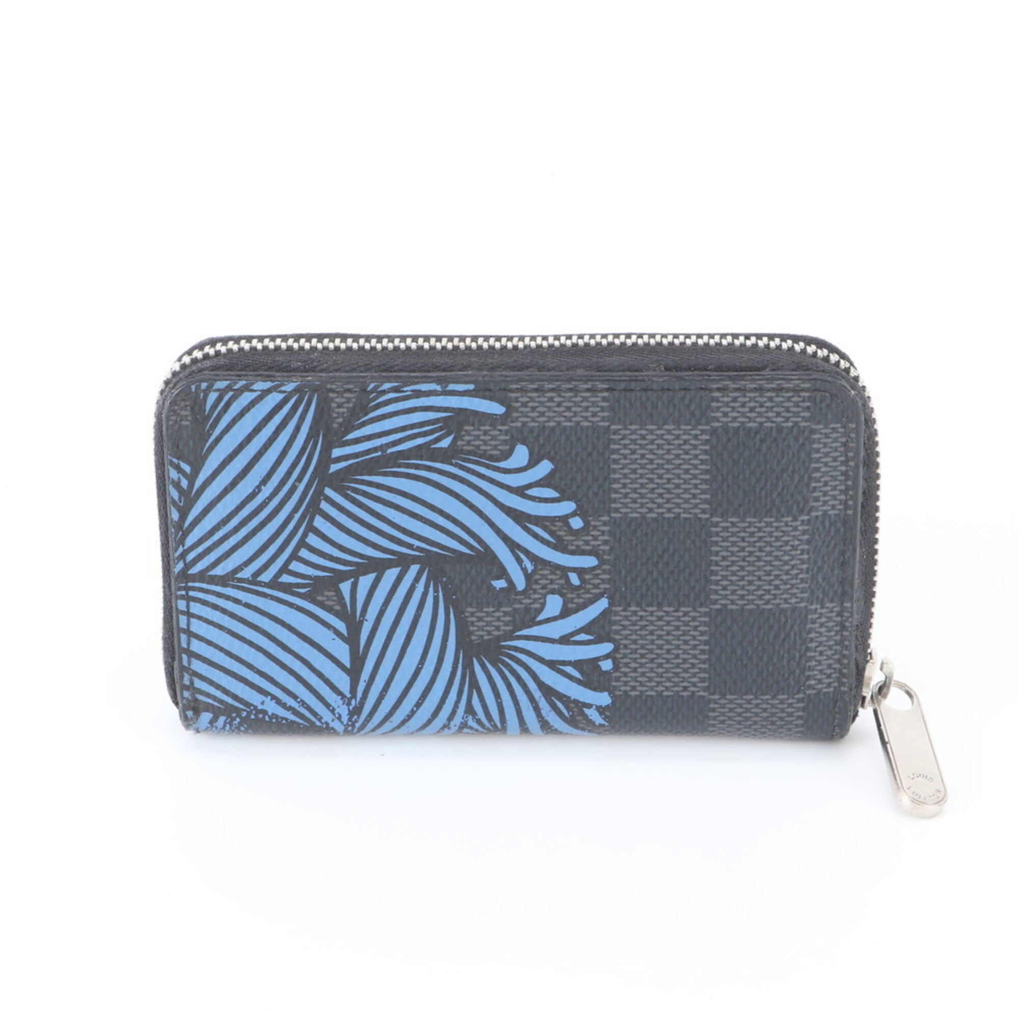 Louis Vuitton Black Blue Coated Canvas Leather Long Wallet (Bi-Fold) (Pre-Owned)