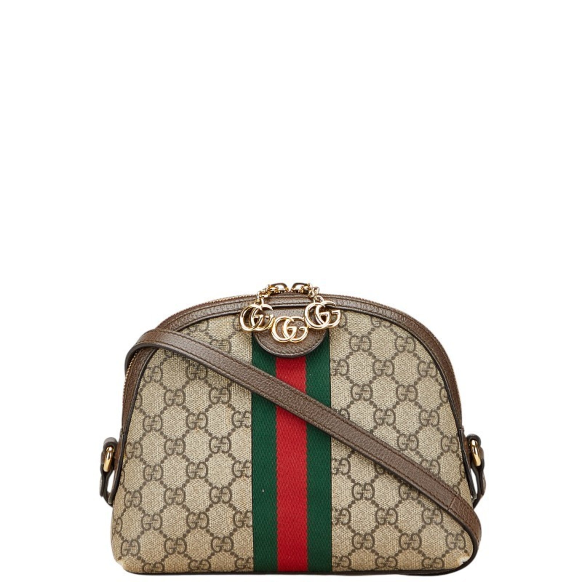 Gucci Ophidia Beige Brown Pvc Leather Shoulder Bag (Pre-Owned)