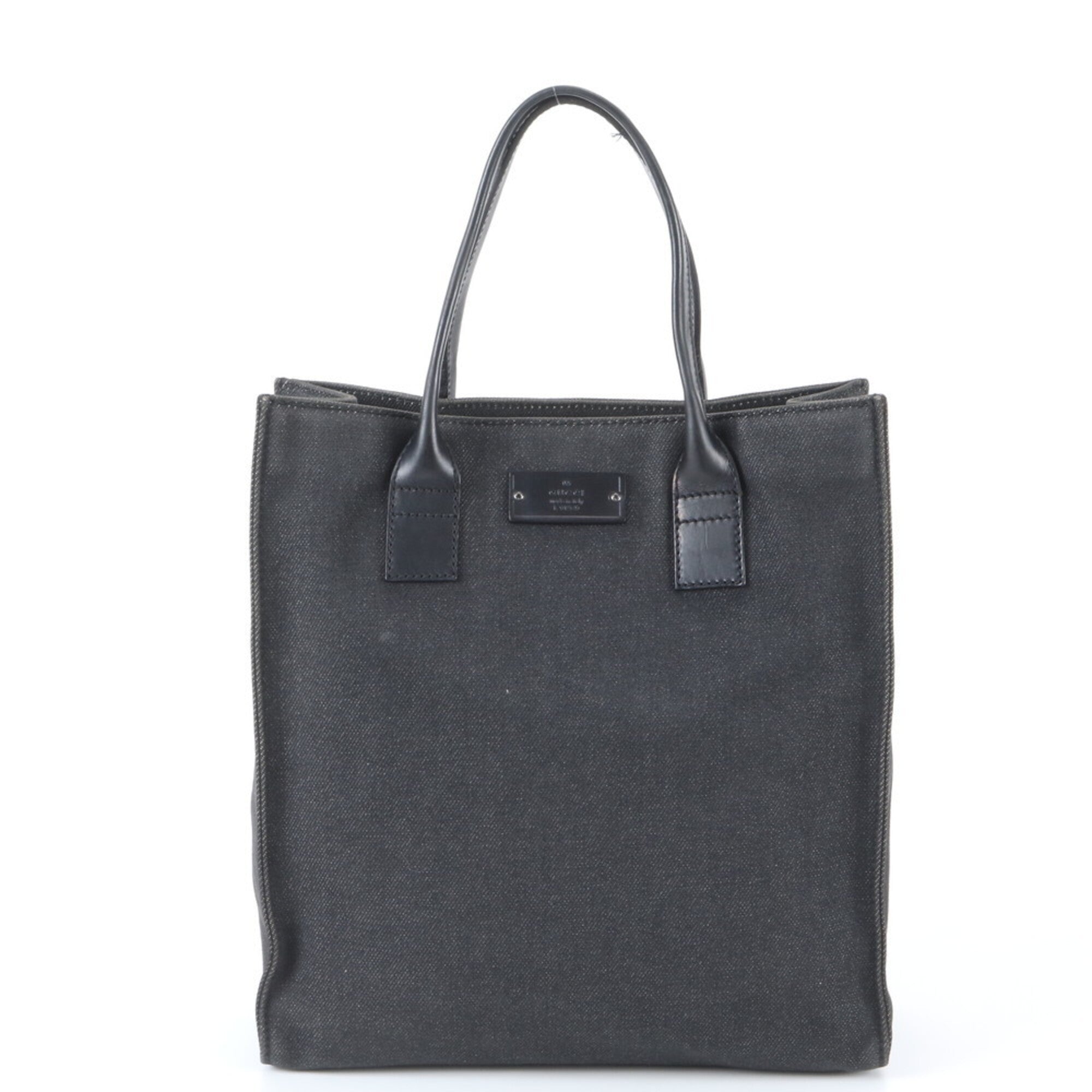 Gucci Black Leather Canvas Handbag Tote Bag (Pre-Owned)