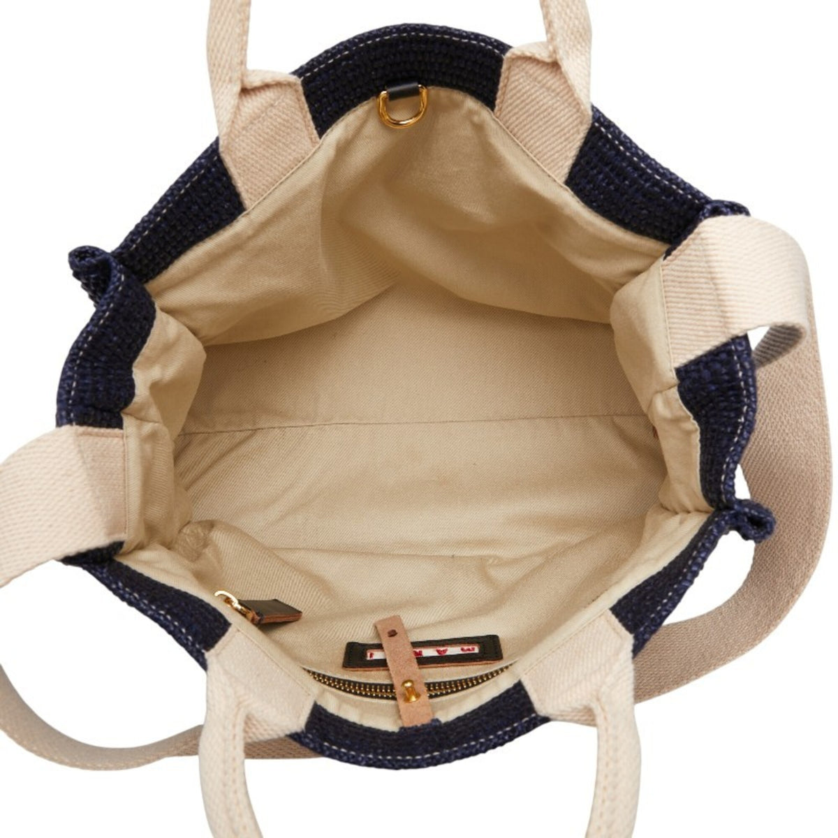 Marni Ivory Navy Cotton Nylon Handbag Shoulder Bag (Pre-Owned)