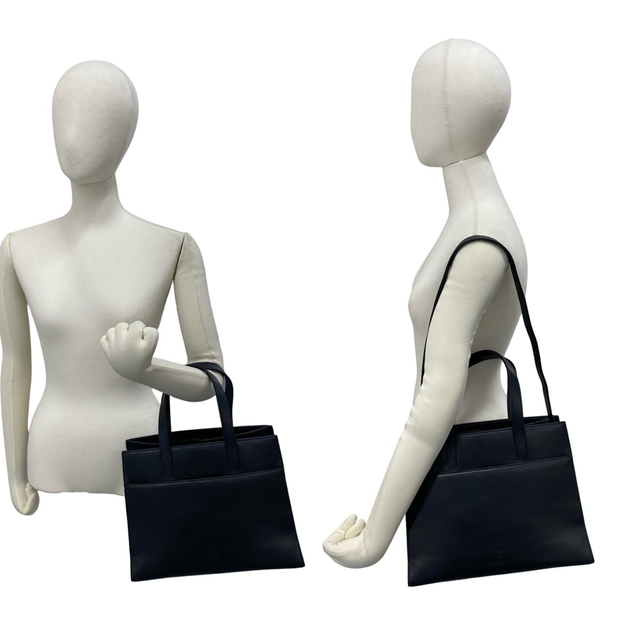 Loewe Black Leather Handbag Shoulder Bag Tote Bag (Pre-Owned)