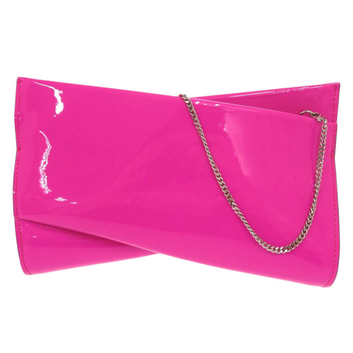 Christian Louboutin Pink Patent Leather Clutch Bag Shoulder Bag (Pre-Owned)