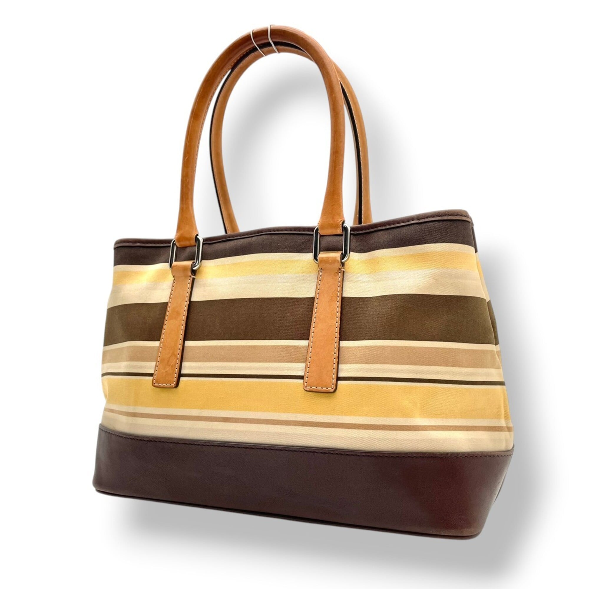 Coach Beige Brown Canvas Leather Handbag Tote Bag (Pre-Owned)