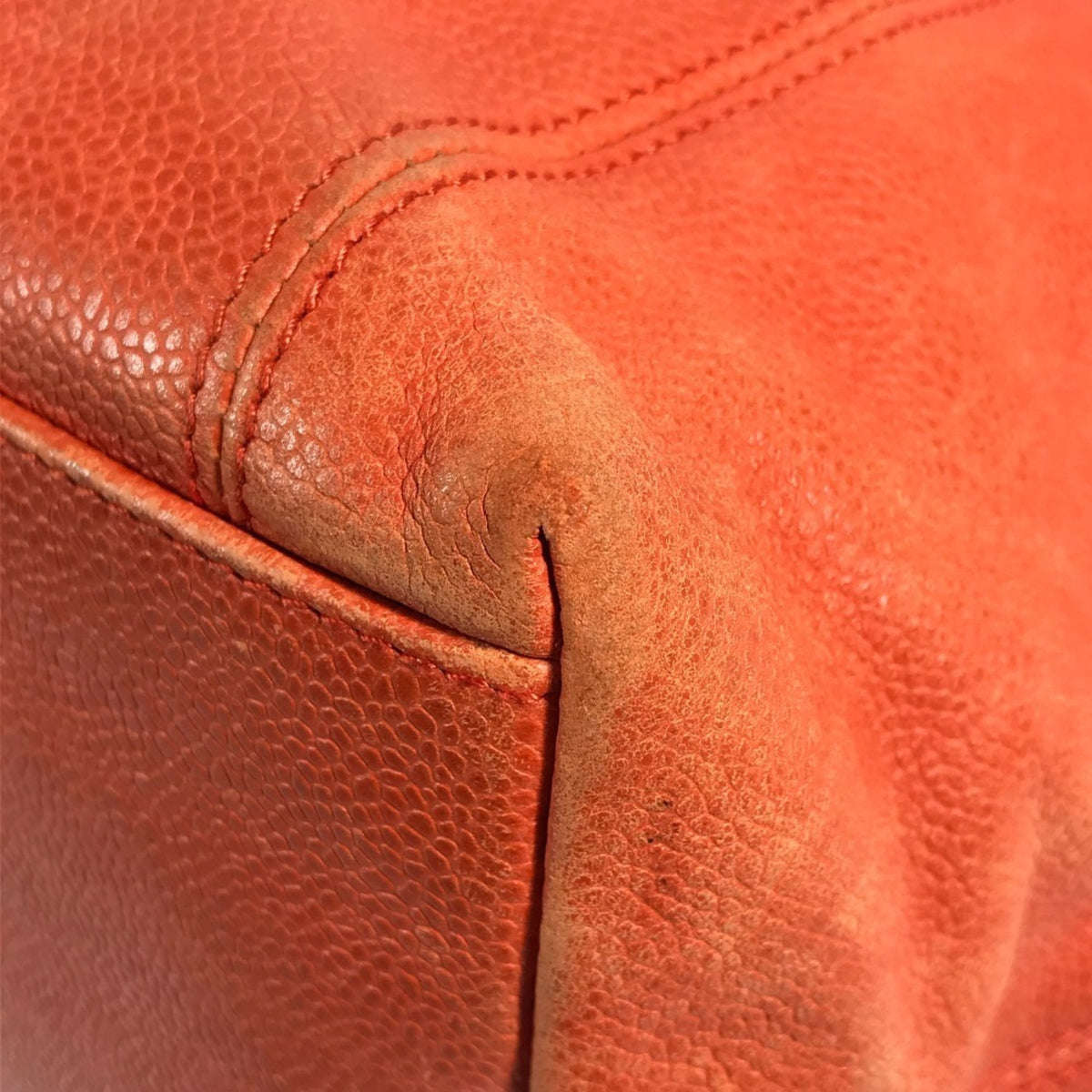 Chanel Orange Grained Calfskin Shoulder Bag Tote Bag (Pre-Owned)