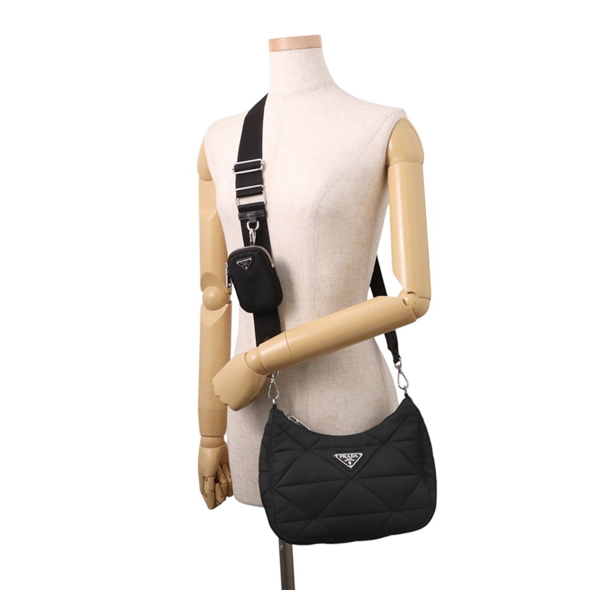 Prada Black Nylon Canvas Handbag Shoulder Bag (Pre-Owned)