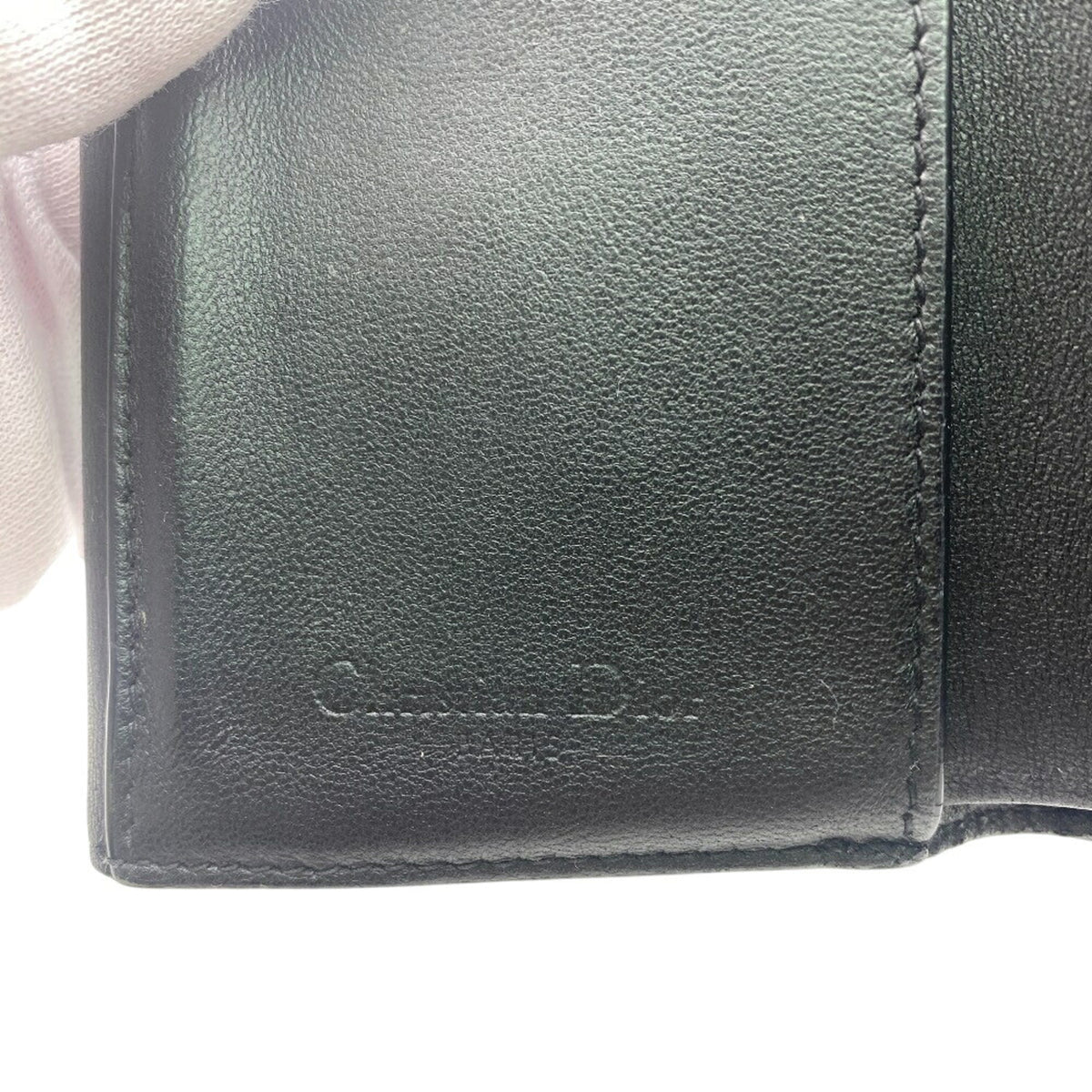 Christian Dior Black Leather Wallet (Tri-Fold) (Pre-Owned)
