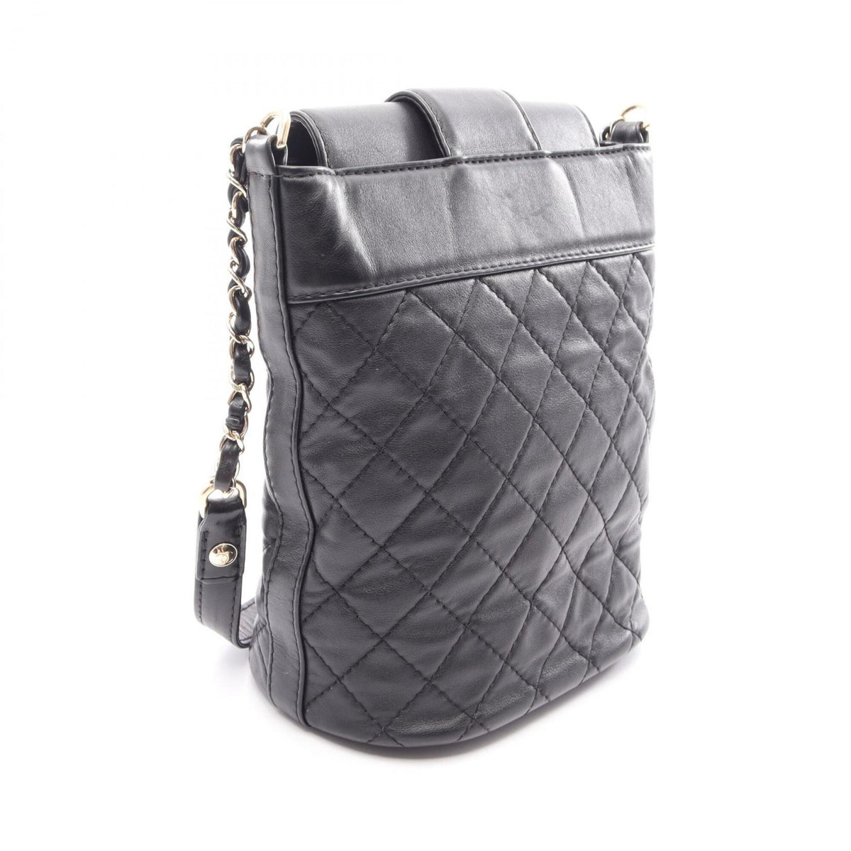 Chanel Matelasse Black Leather Handbag Shoulder Bag (Pre-Owned)