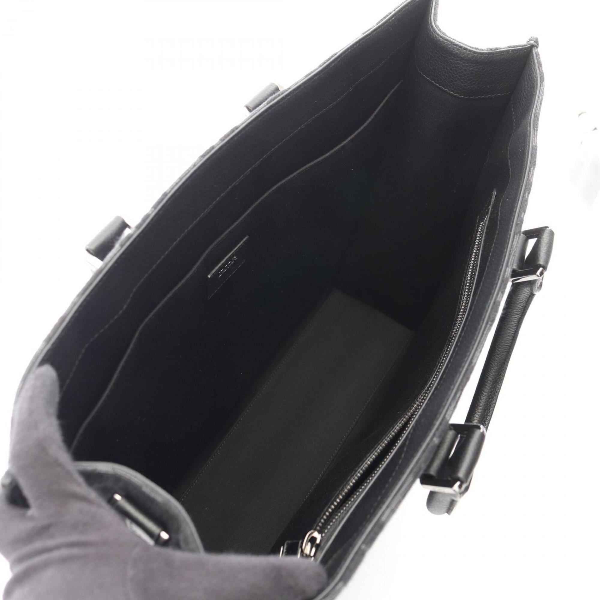 Christian Dior Black Canvas Leather Handbag Tote Bag (Pre-Owned)