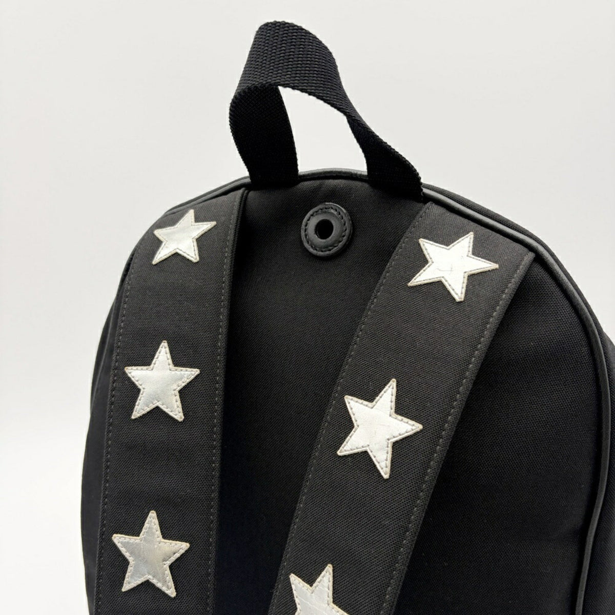 Saint Laurent Black Silver Canvas Leather Backpack (Pre-Owned)