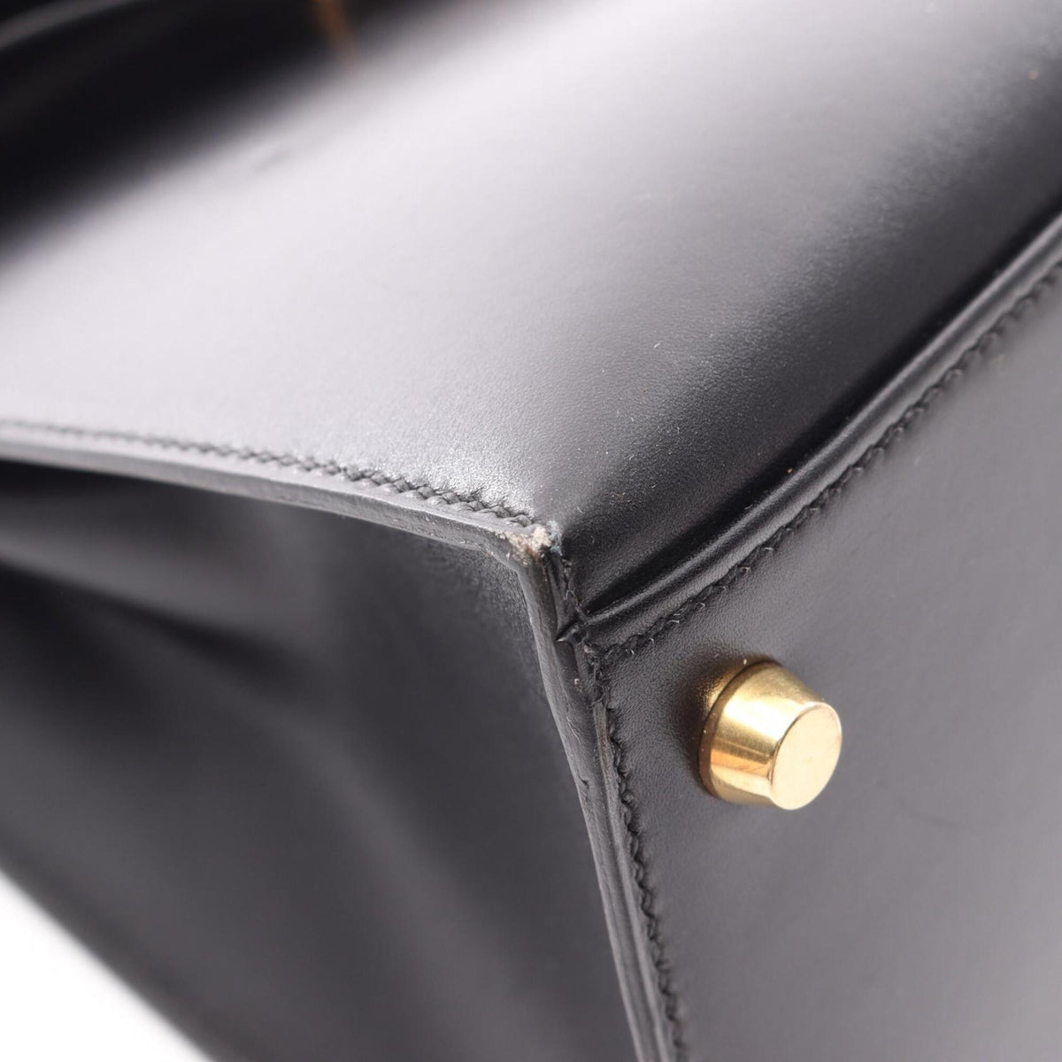 Hermes Black Box Calf Leather Leather Handbag (Pre-Owned)