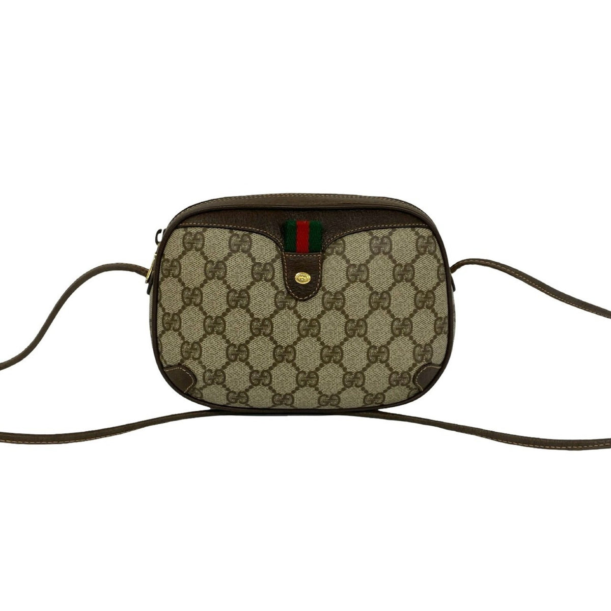 Gucci Brown Green Red Color Leather Pvc Pochette Shoulder Bag (Pre-Owned)