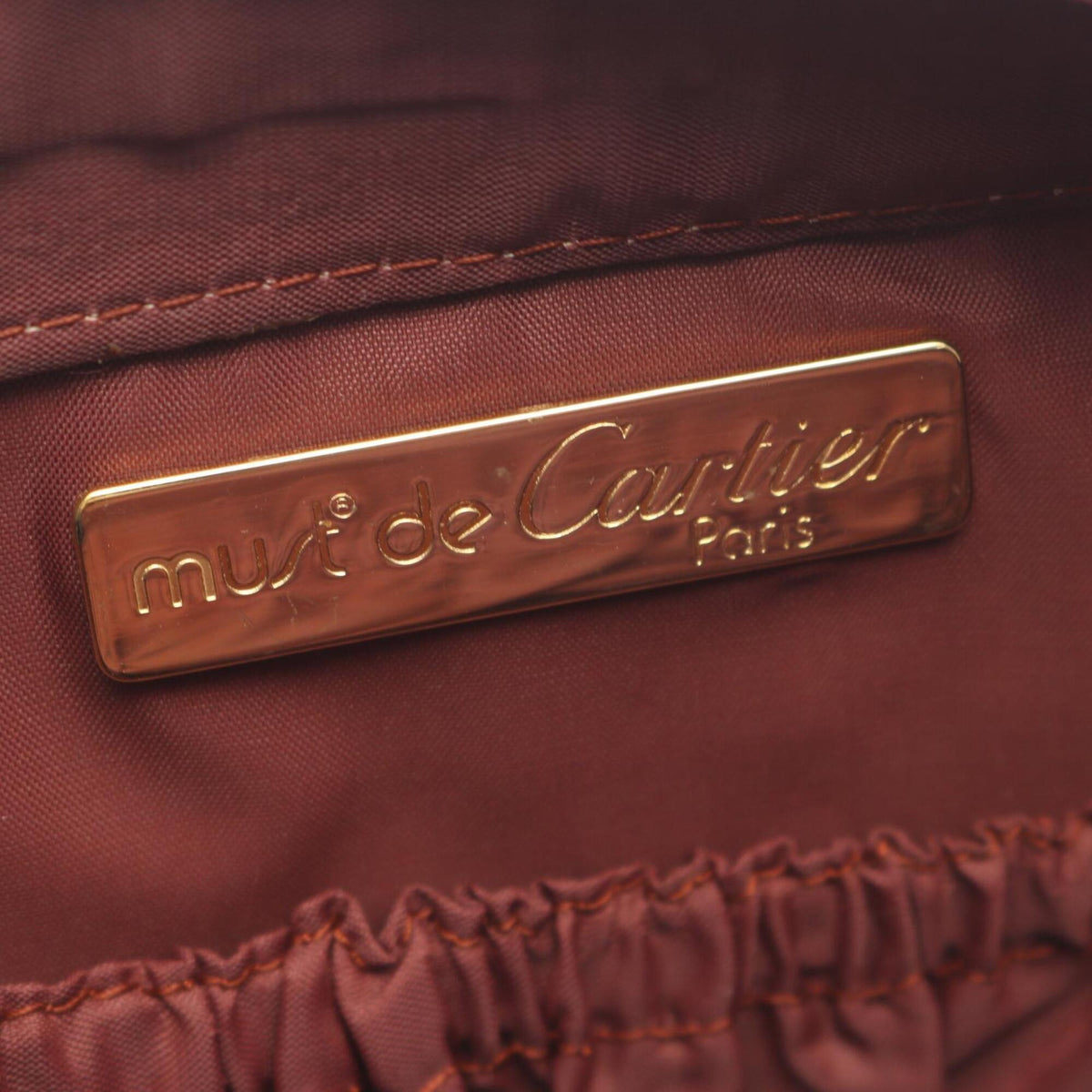 Cartier Bordeaux Leather Clutch Bag Handbag (Pre-Owned)