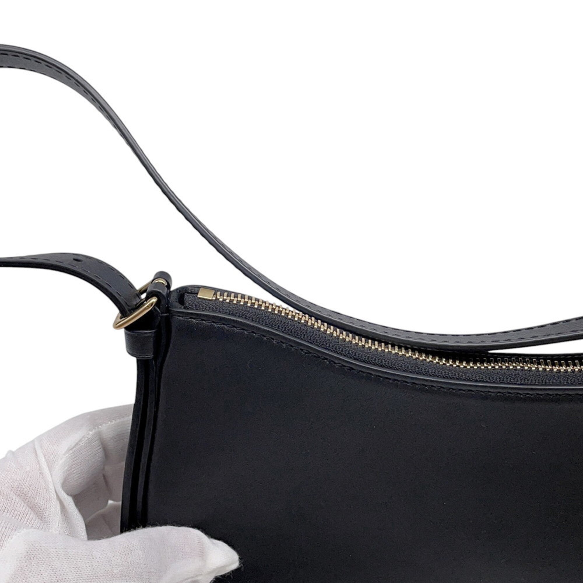 Louis Vuitton Noir Leather Pochette Shoulder Bag (Pre-Owned)