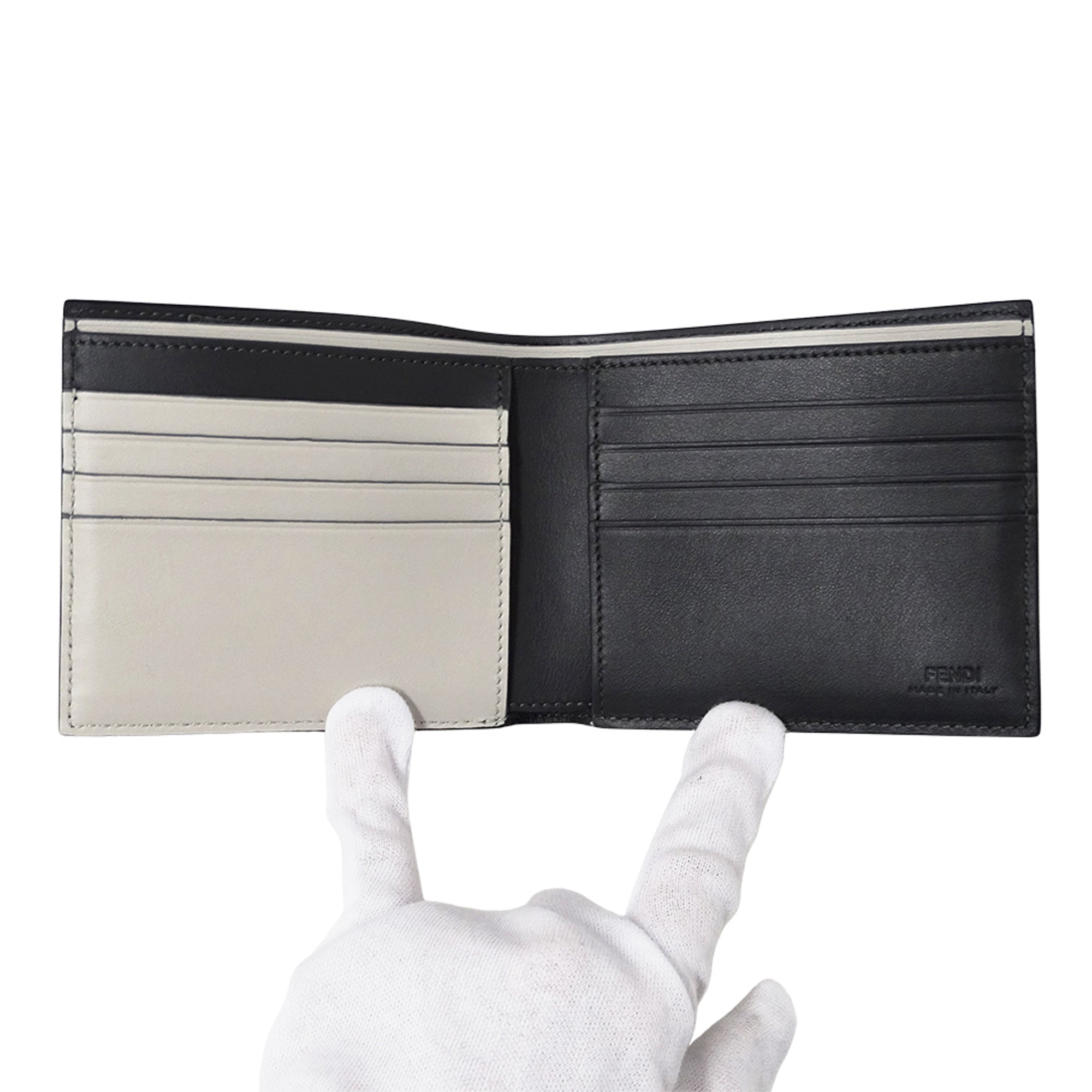 Fendi Black Gray Leather Wallet (Bi-Fold) (Pre-Owned)