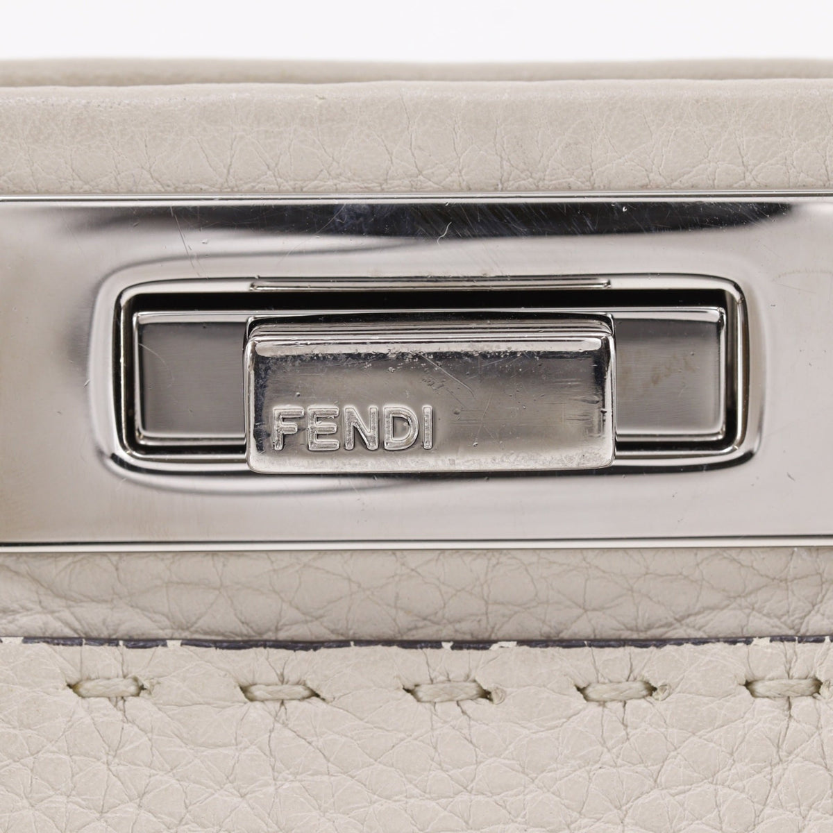Fendi Peekaboo Light Gray Leather Handbag (Pre-Owned)