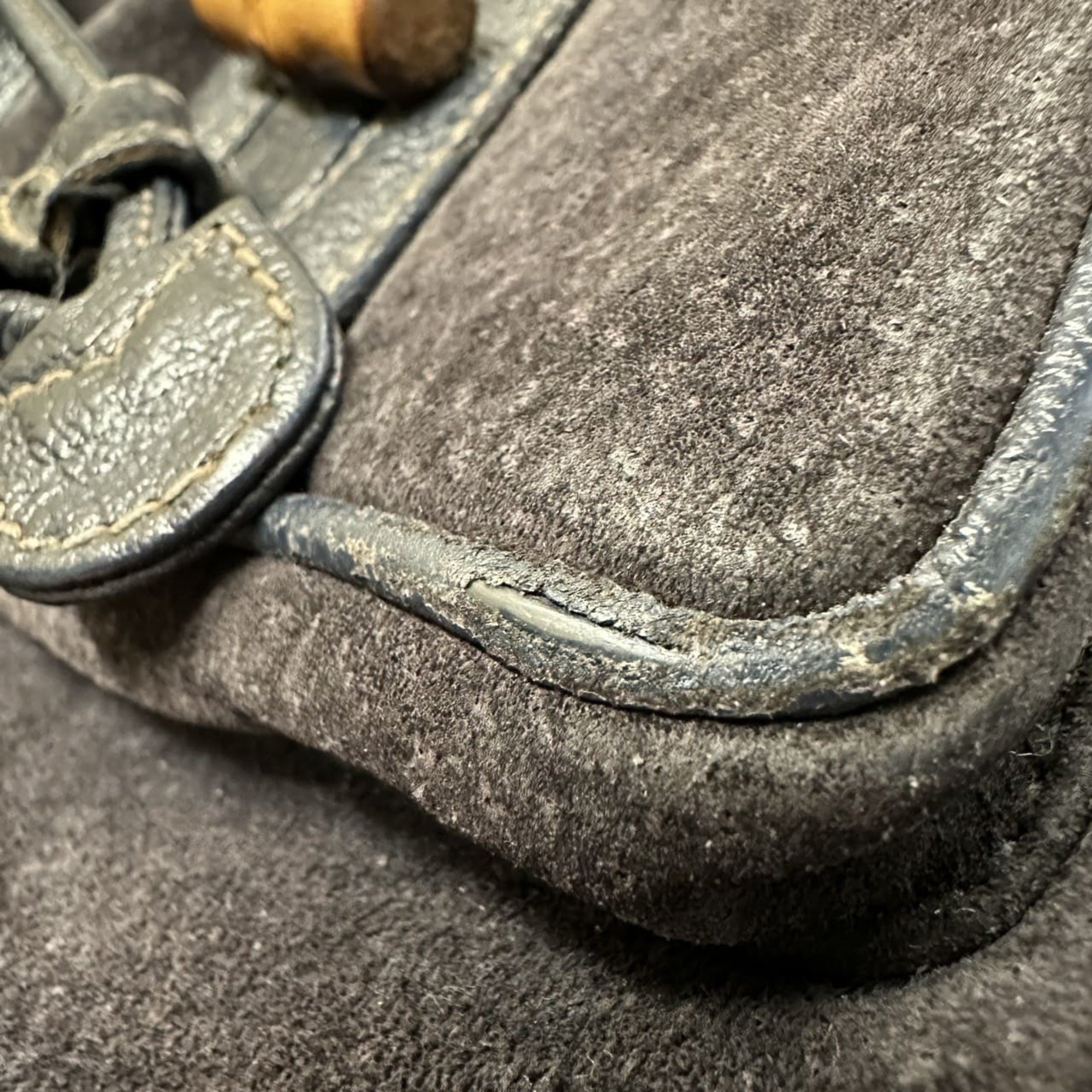 Gucci Navy Bamboo Suede Backpack (Pre-Owned)