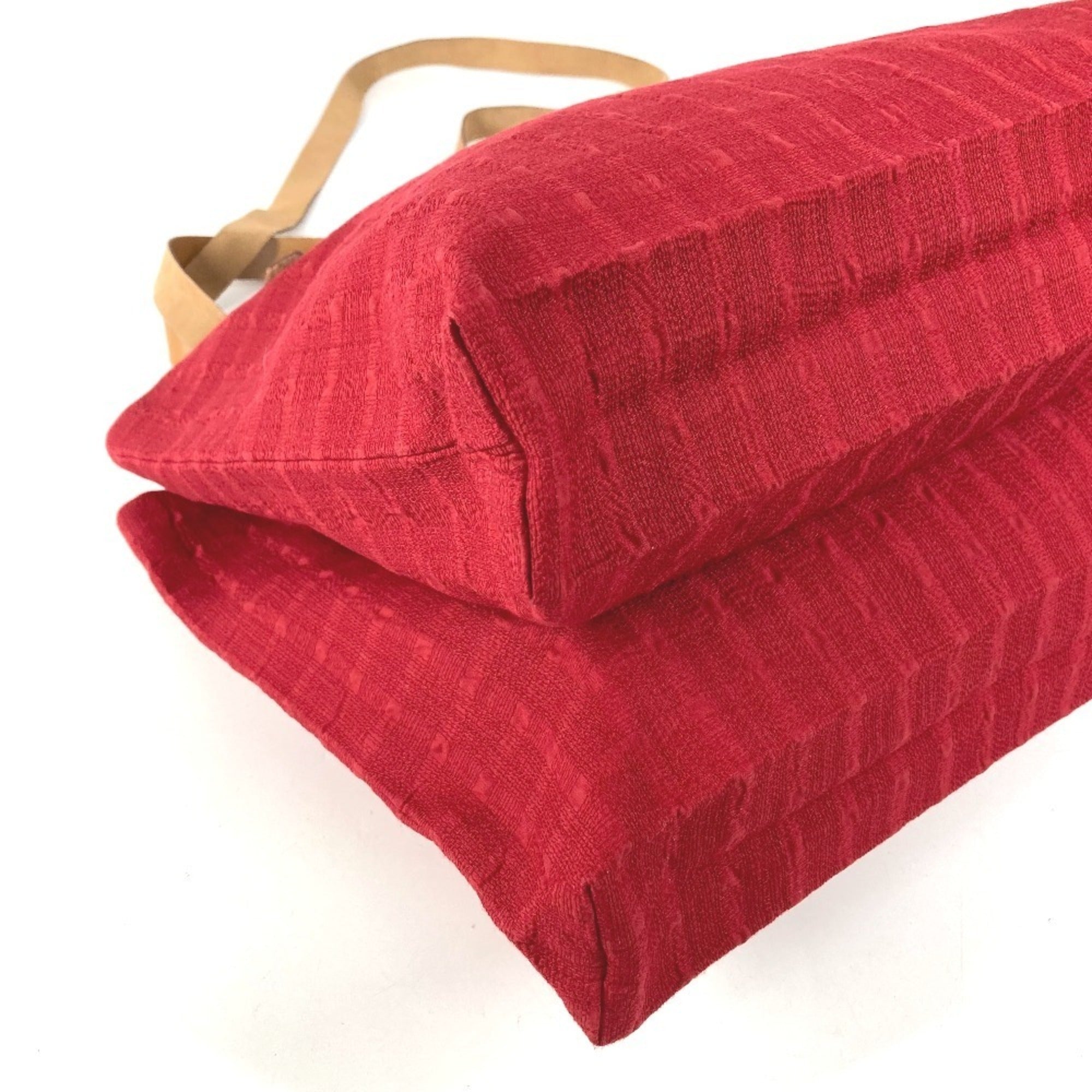 Hermes Ahmedabad Red Color Cotton Leather Shoulder Bag Tote Bag (Pre-Owned)
