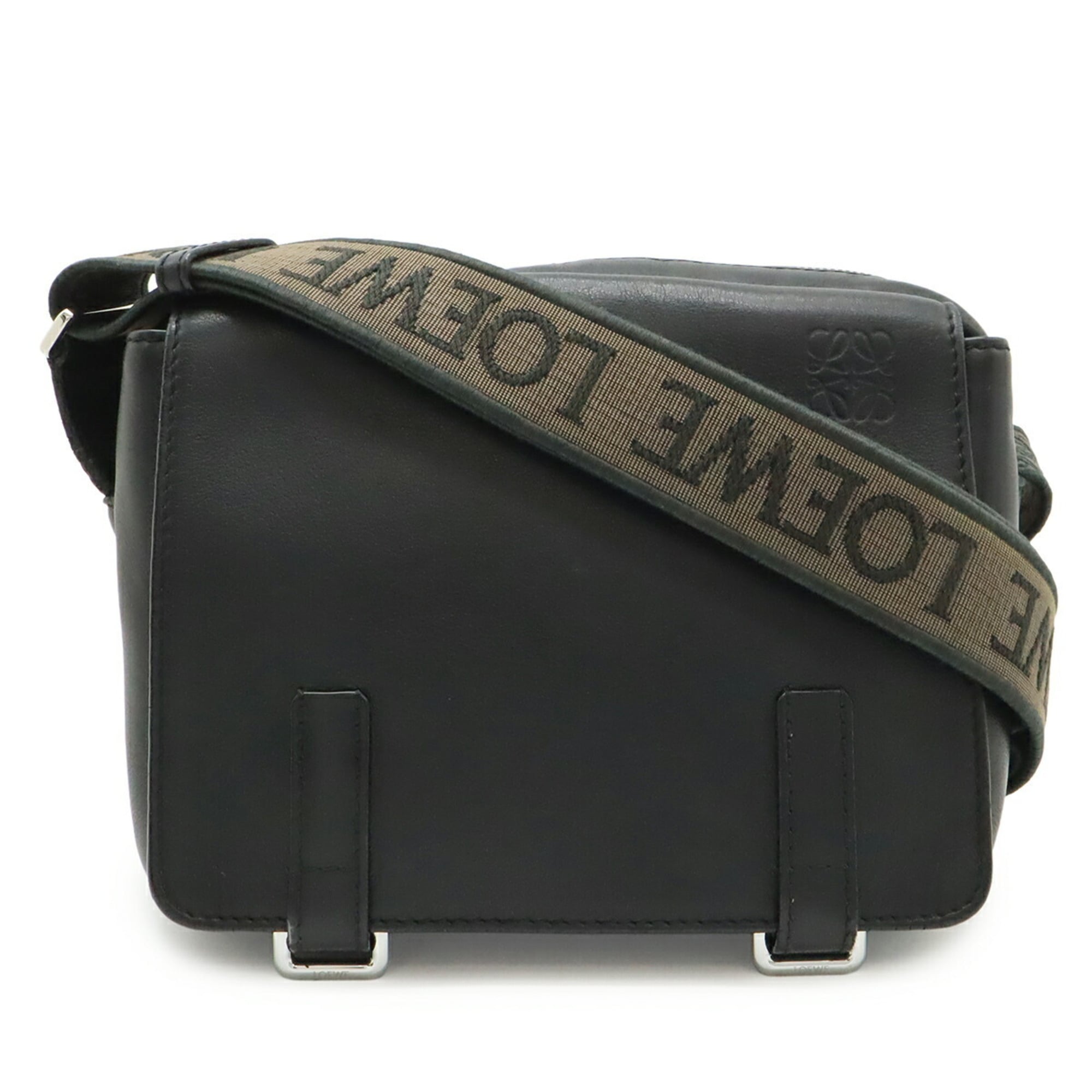 Loewe Black Leather Messenger Bag Shoulder Bag (Pre-Owned)