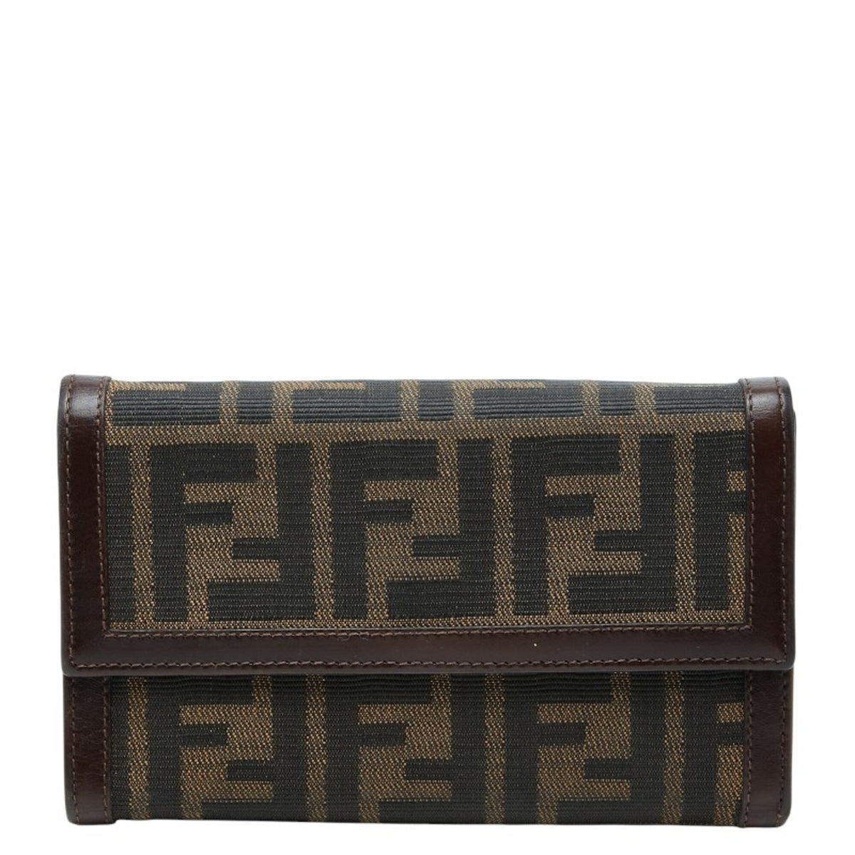 Fendi Brown Canvas Leather Long Wallet (Bi-Fold) (Pre-Owned)