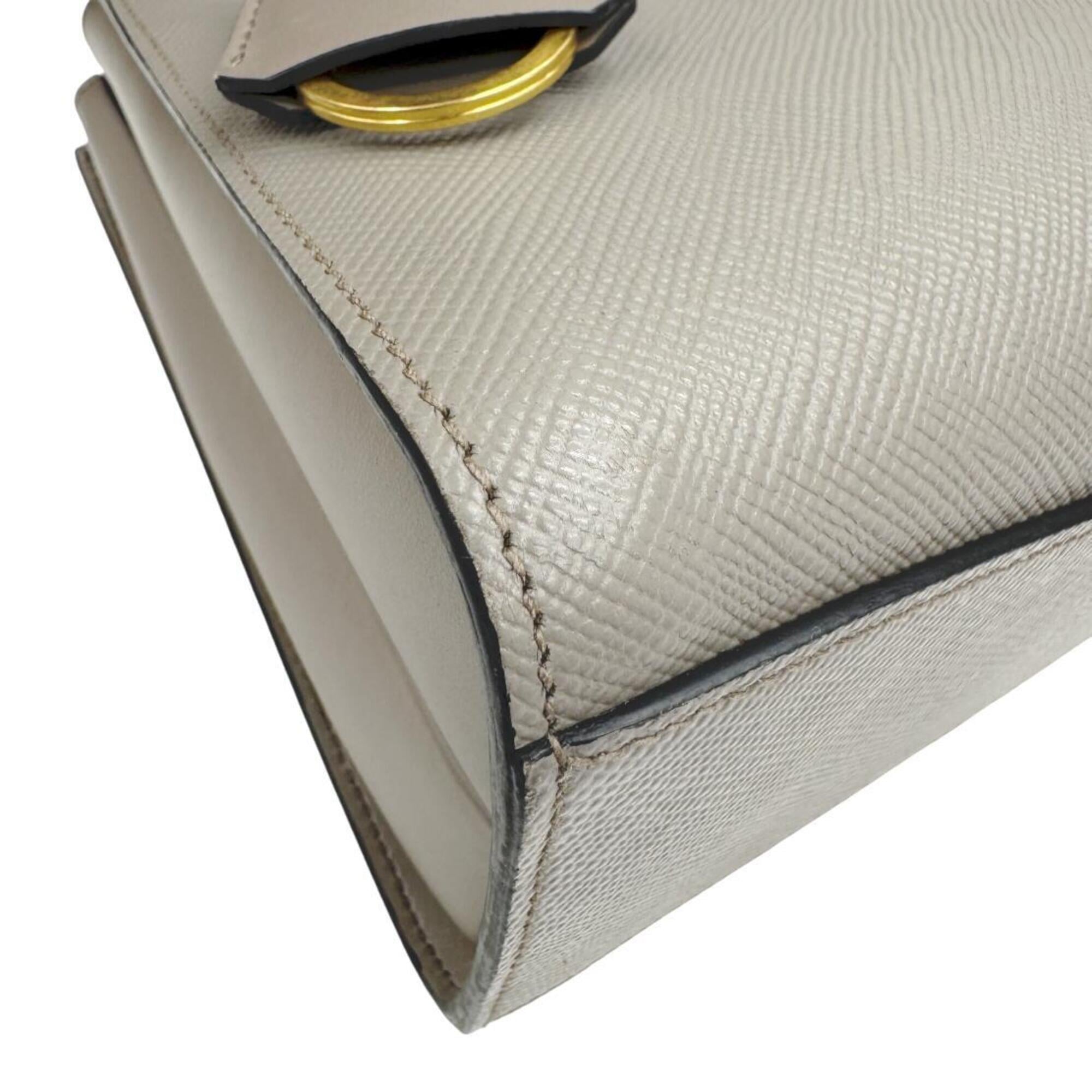 Prada Gray Leather Handbag Shoulder Bag (Pre-Owned)