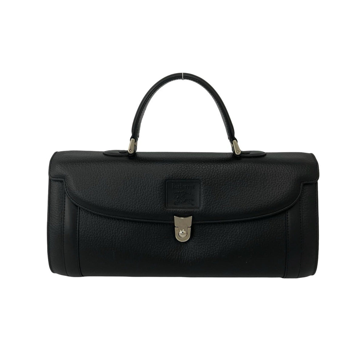 Burberry Black Leather Boston Bag Handbag (Pre-Owned)