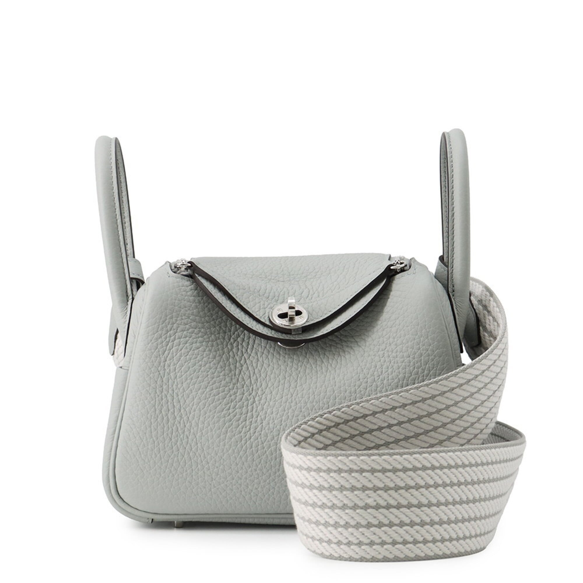 Hermes Gray Taurillon Clemence Leather Handbag (Pre-Owned)