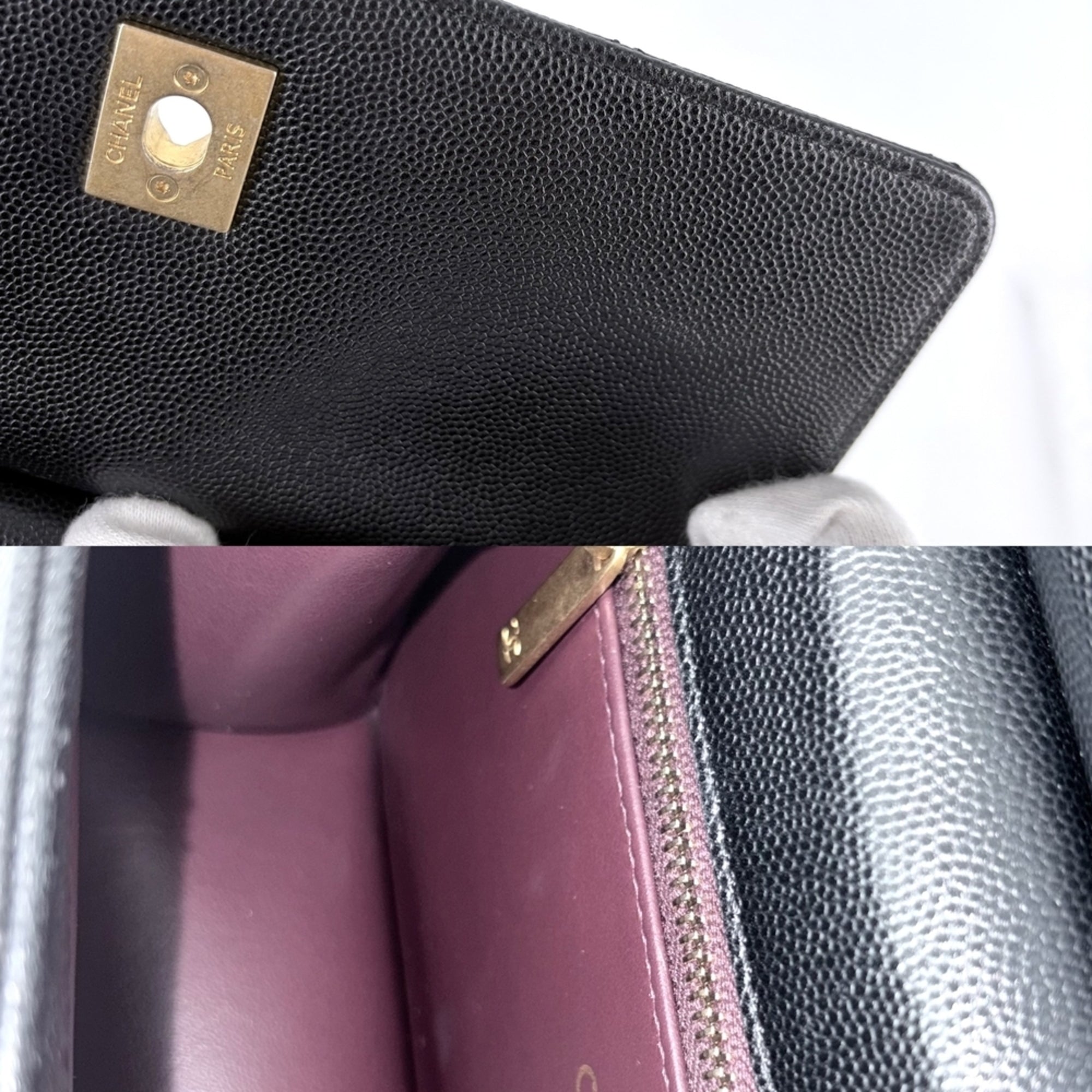 Chanel Black White Grained Calfskin Shoulder Bag (Pre-Owned)