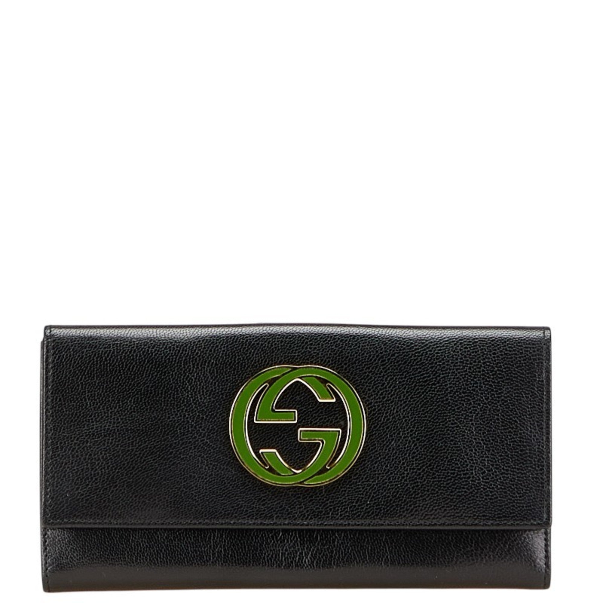 Gucci Black Green Leather Coin Purse/Coin Case (Pre-Owned)