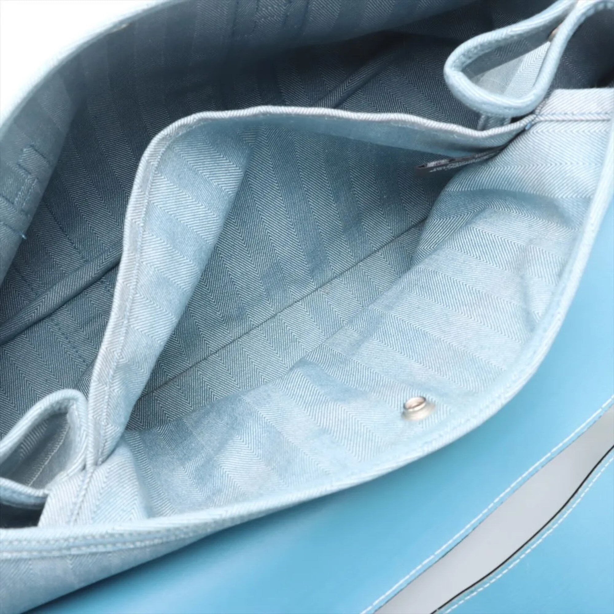 Hermes Blue Jean Leather Canvas Handbag Shoulder Bag Tote Bag (Pre-Owned)