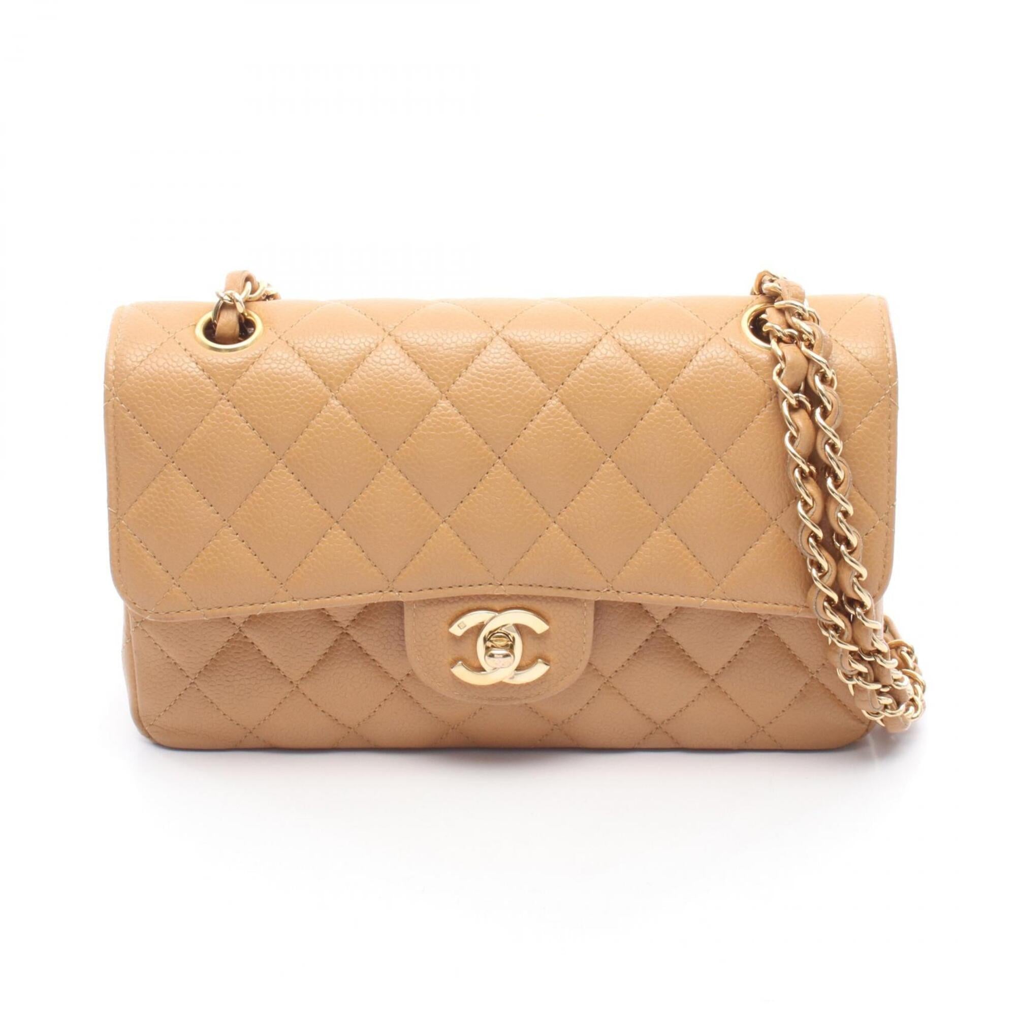 Chanel Beige Grained Calfskin Handbag Shoulder Bag (Pre-Owned)
