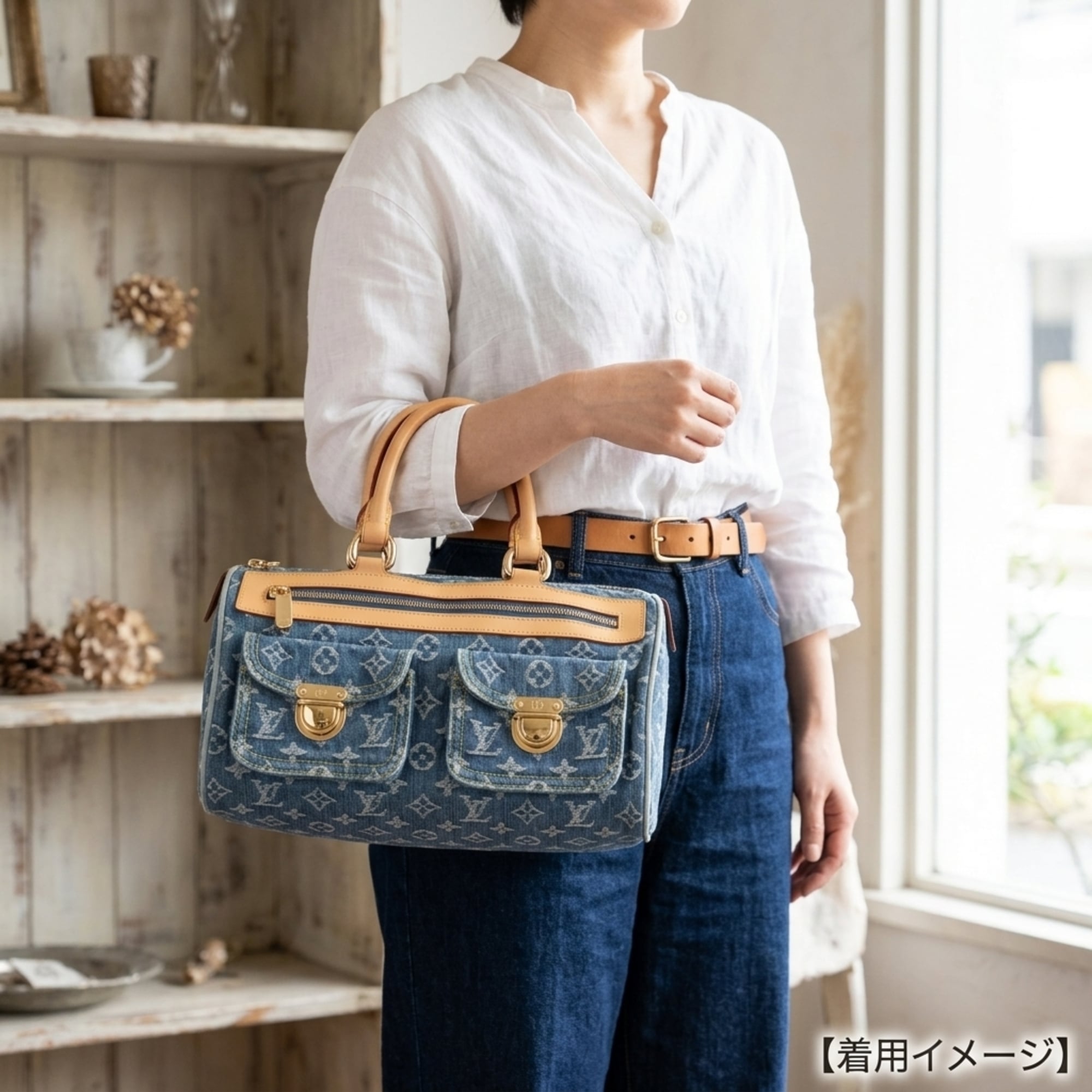 Louis Vuitton Monogram Denim Blue Monogram Denim Handbag (Pre-Owned)