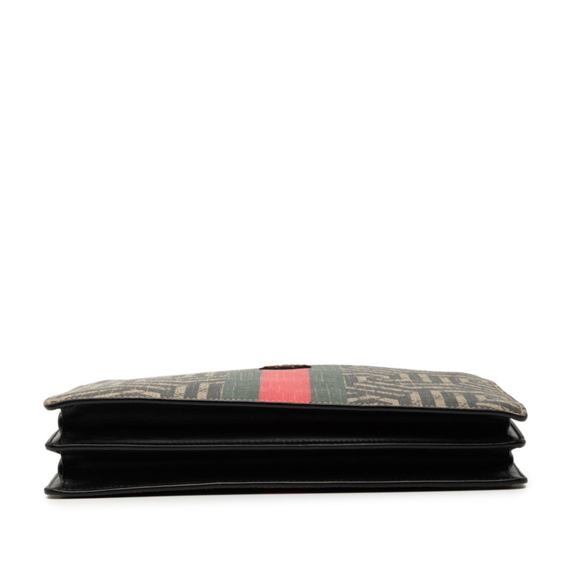 Gucci Beige Black Leather Clutch Bag Shoulder Bag (Pre-Owned)