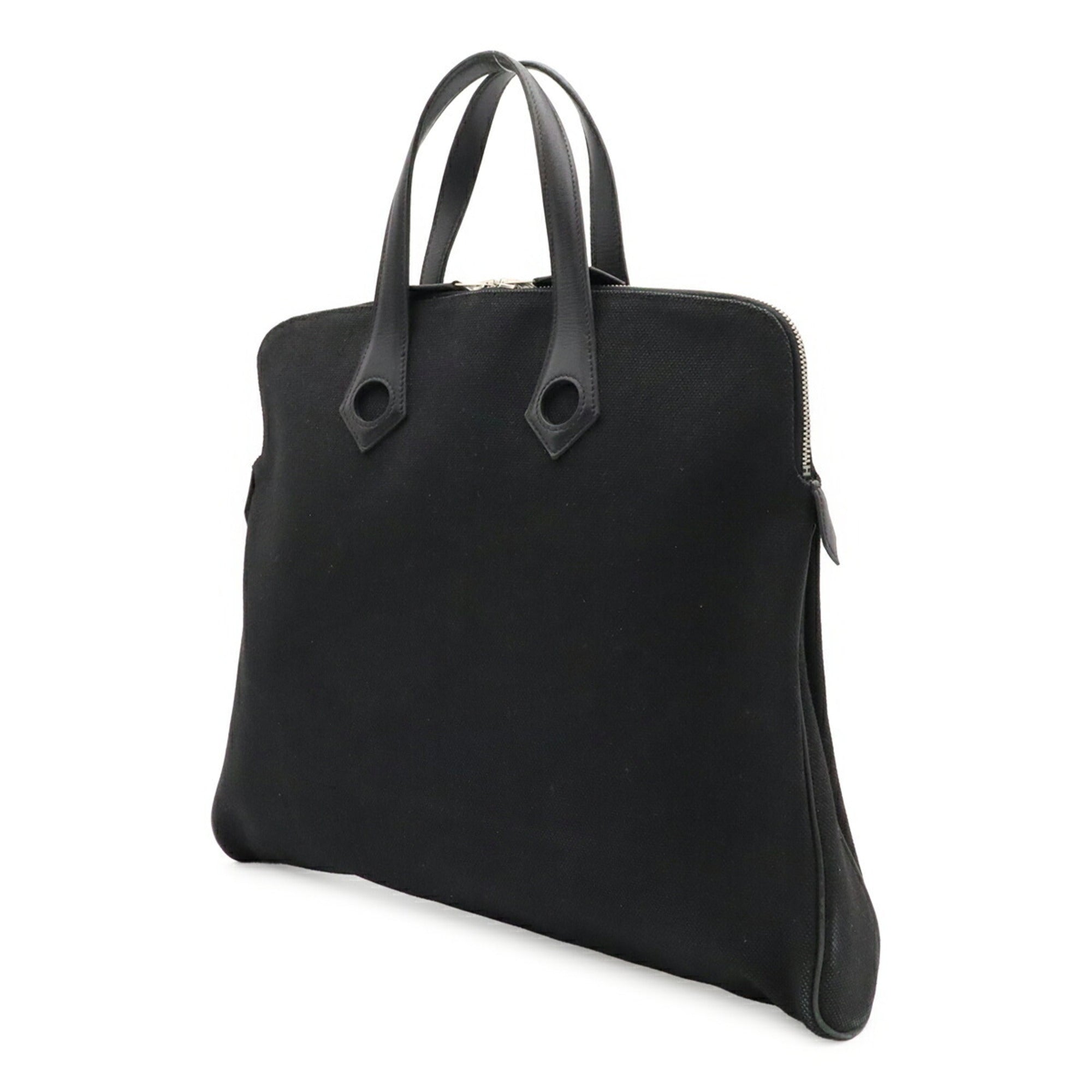 Hermes Black Canvas Handbag Tote Bag (Pre-Owned)