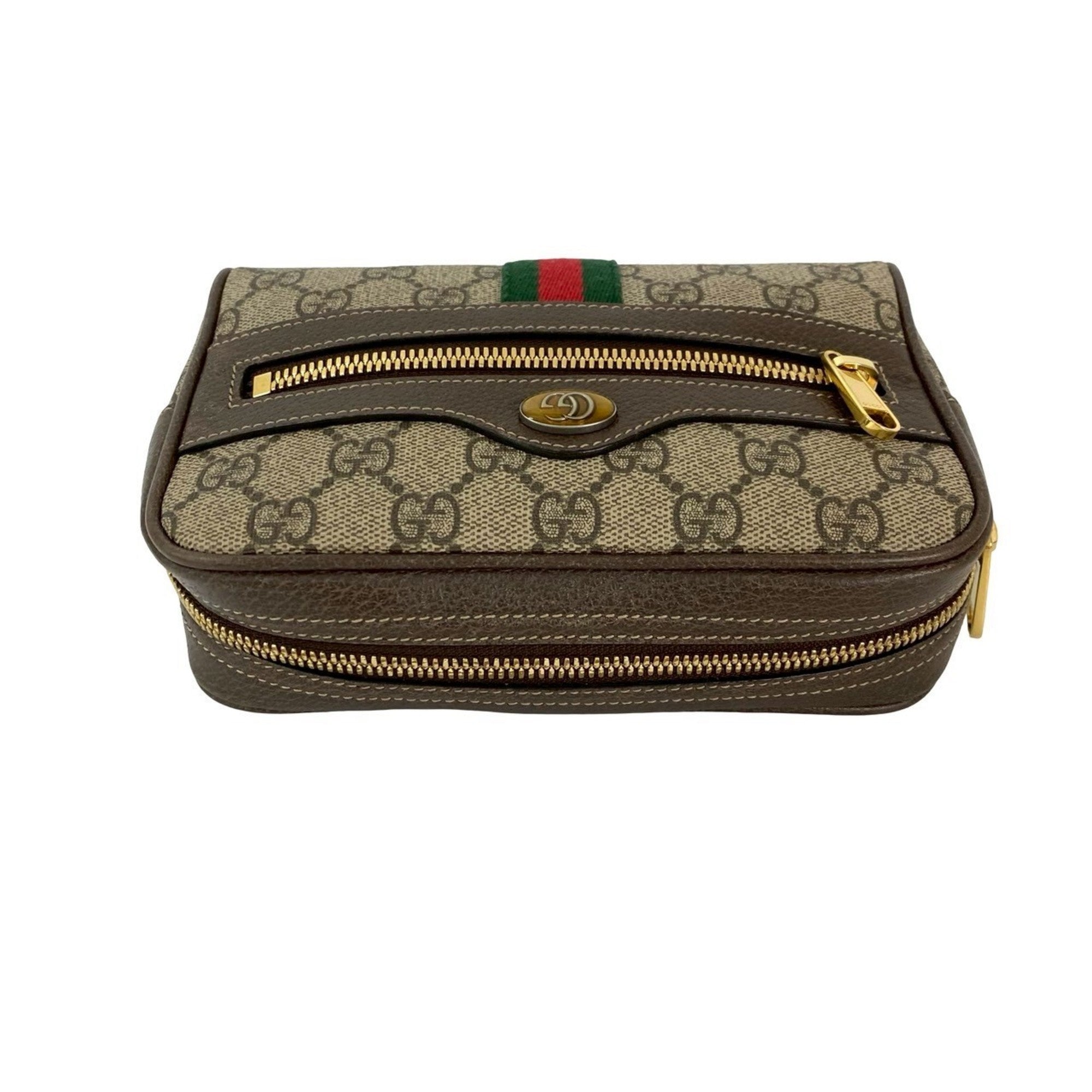 Gucci Brown Green Red Color Leather Pvc Shoulder Bag Sling Bag (Pre-Owned)