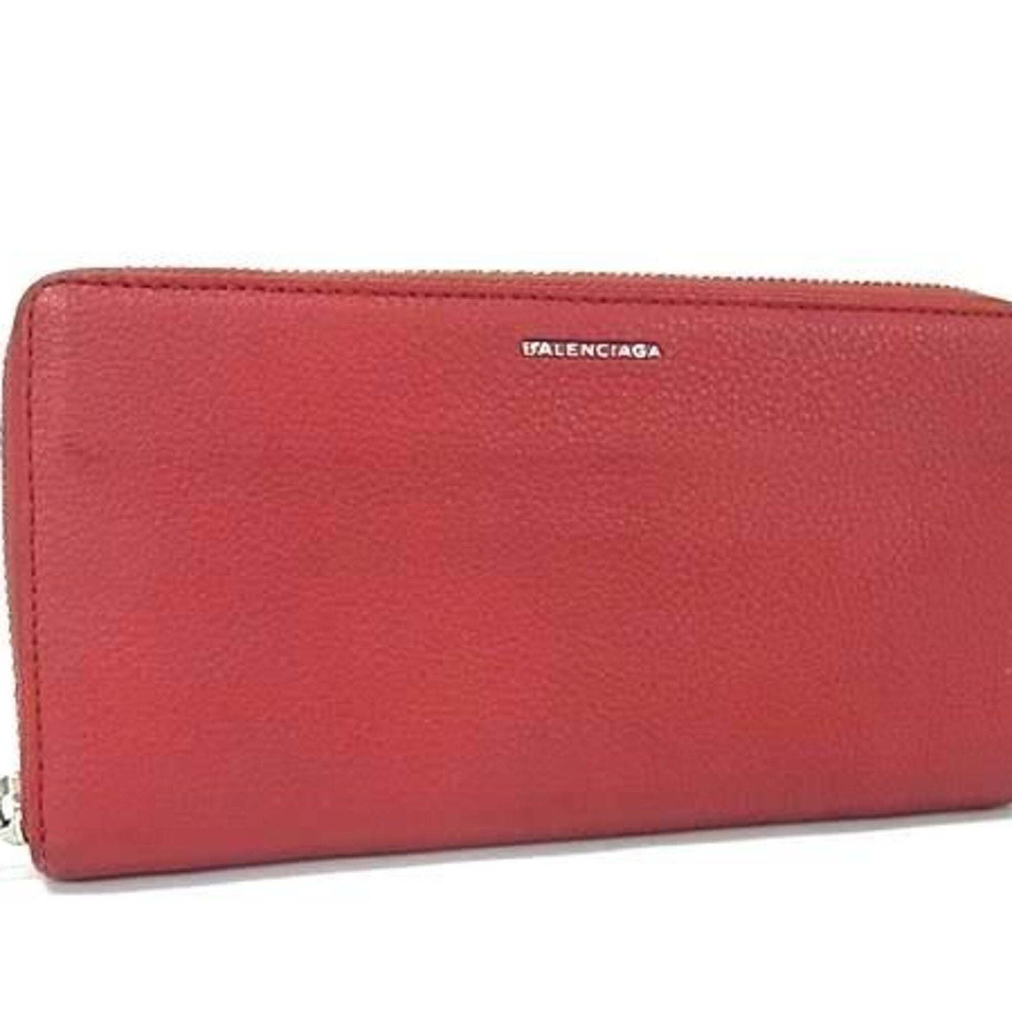 Balenciaga Red Color Leather Long Wallet (Bi-Fold) (Pre-Owned)