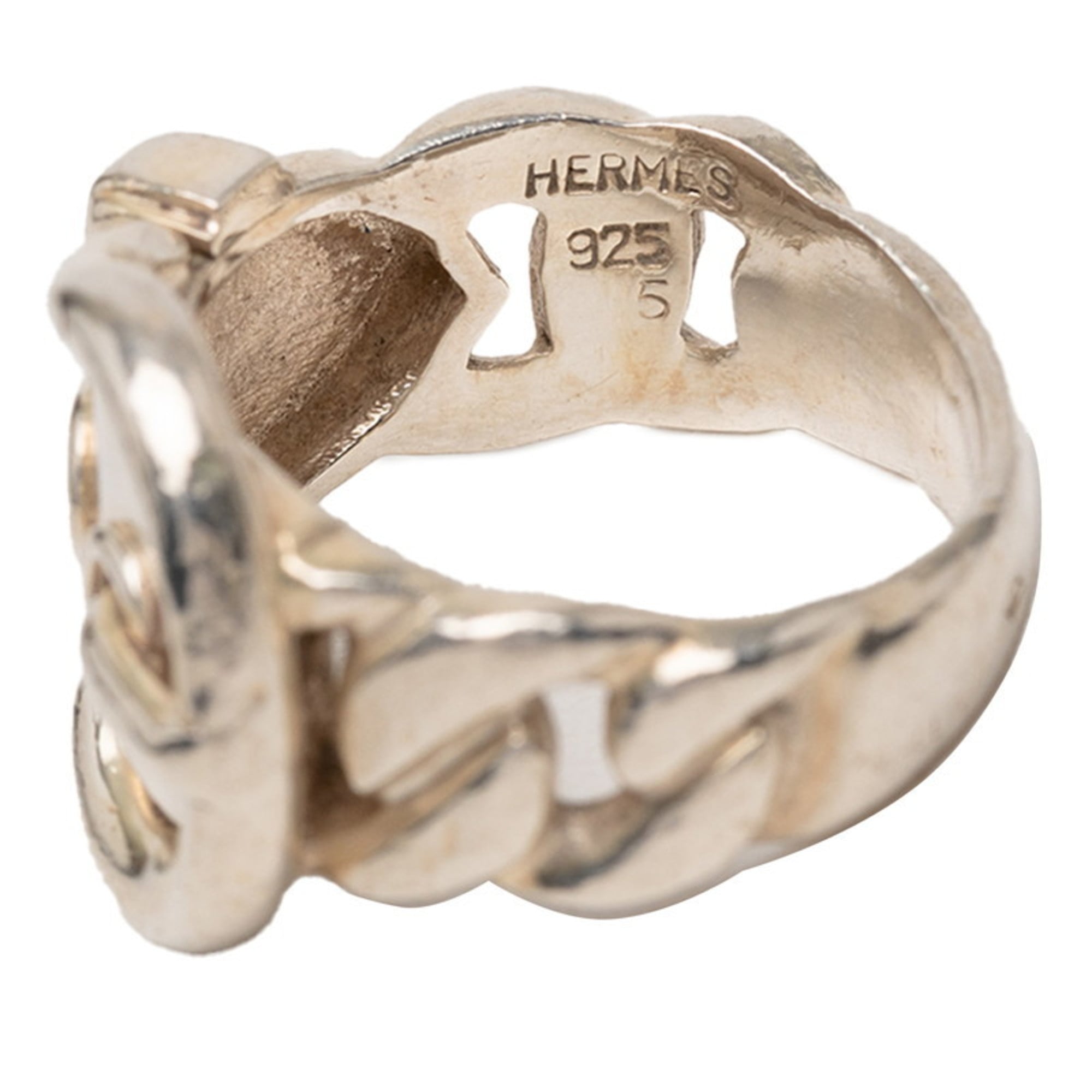 Hermes Silver Silver 925 Band Ring (Pre-Owned)