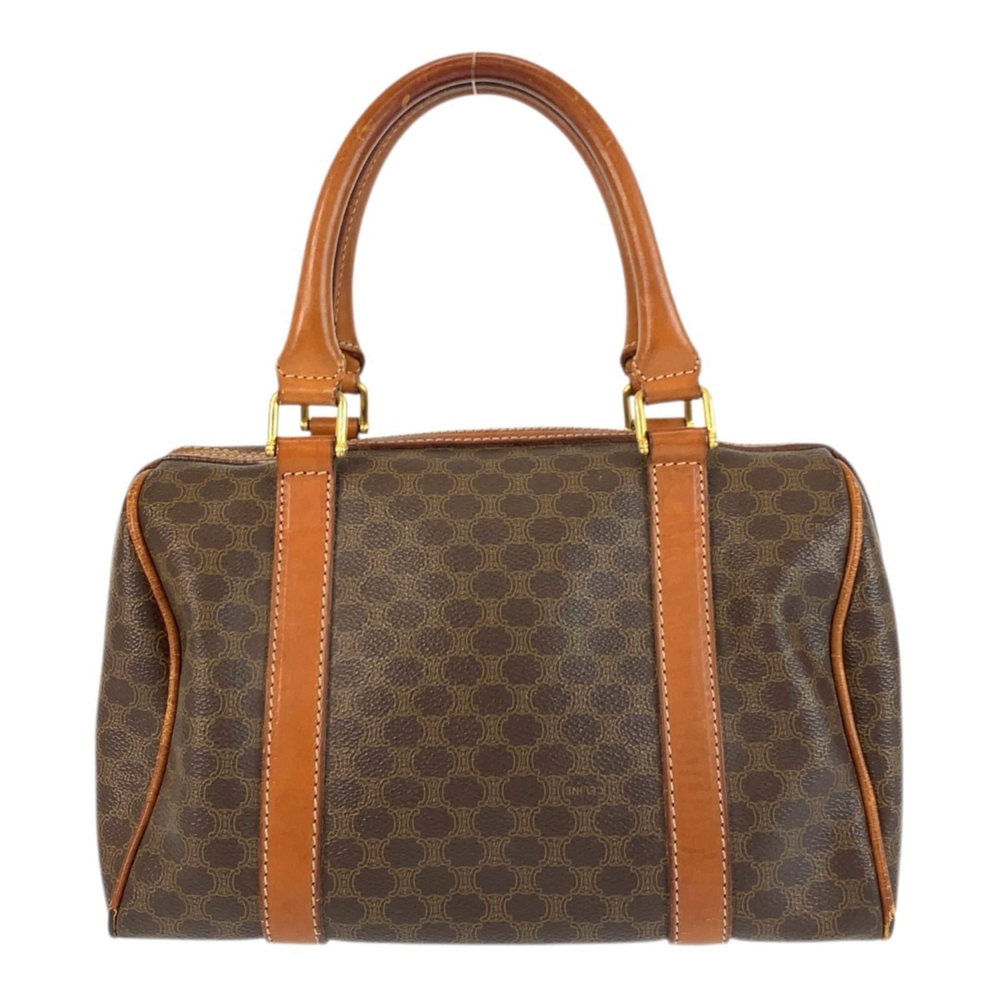 Celine Brown Pvc Leather Boston Bag Handbag (Pre-Owned)