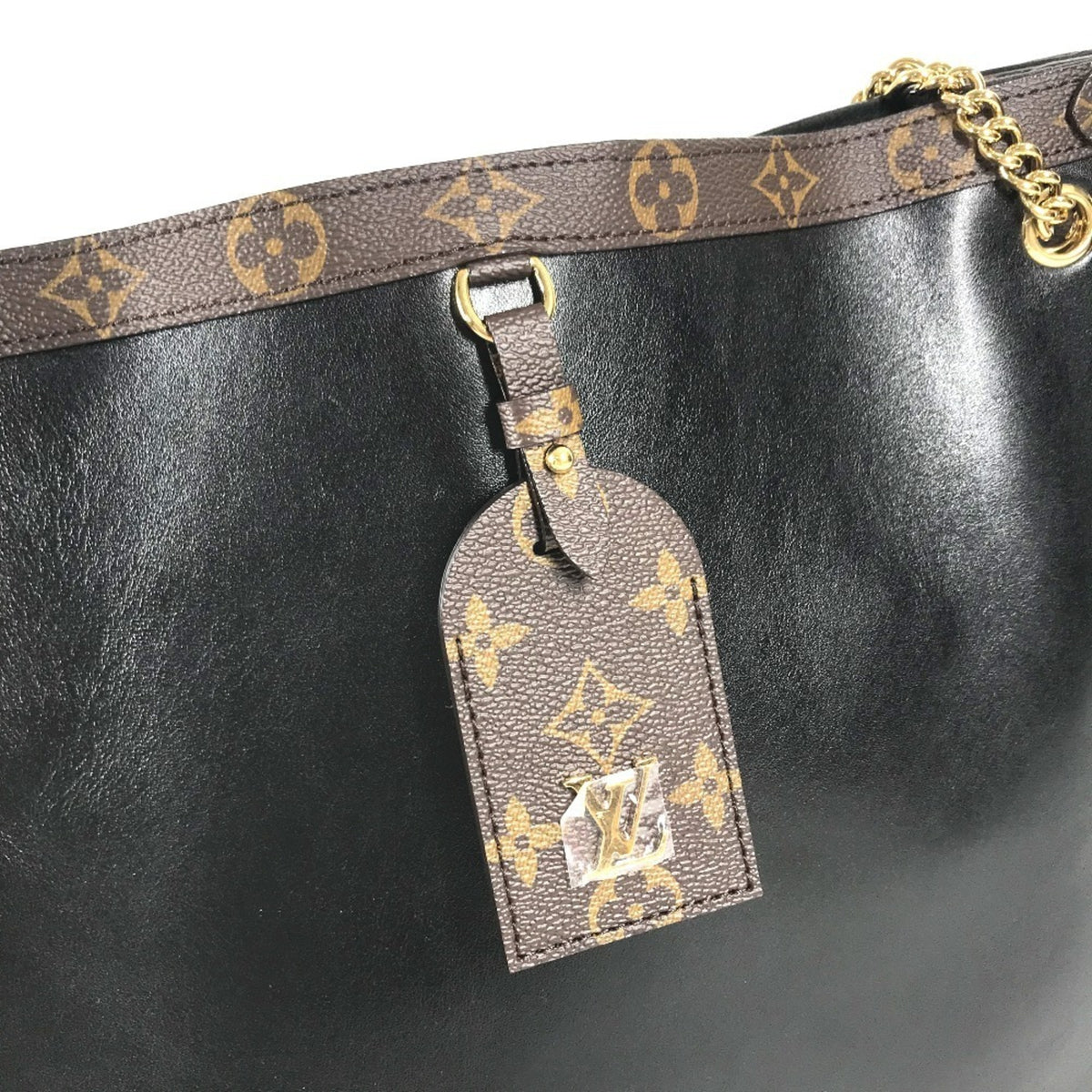 Louis Vuitton Black Brown Noir Leather Shoulder Bag Tote Bag (Pre-Owned)