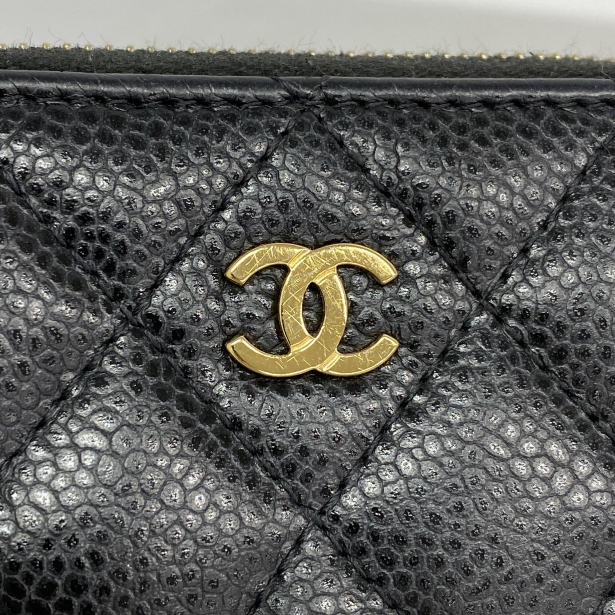 Chanel Black Grained Calfskin Coin Purse/Coin Case (Pre-Owned)