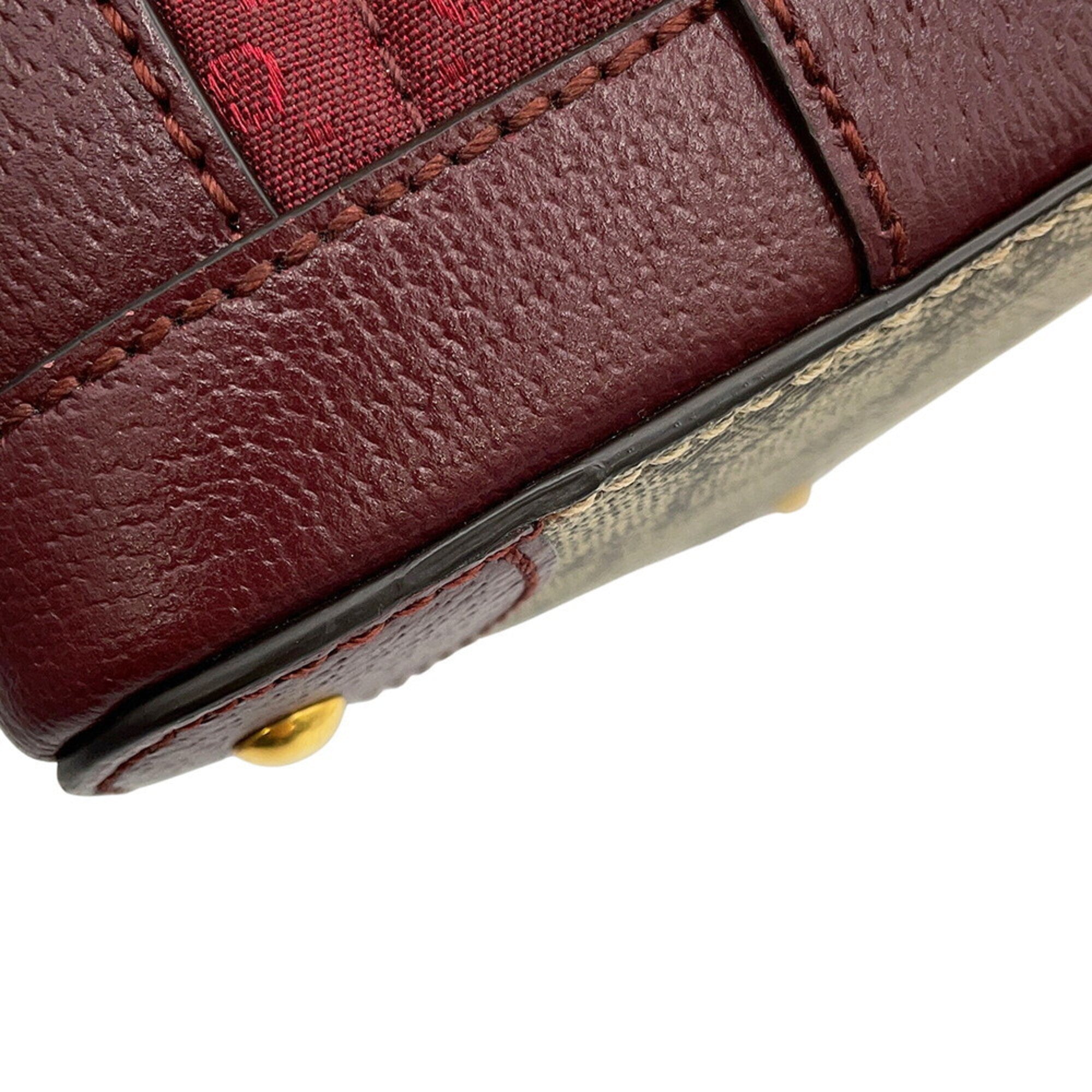Gucci Bordeaux Gg Supreme Canvas Leather Shoulder Bag (Pre-Owned)