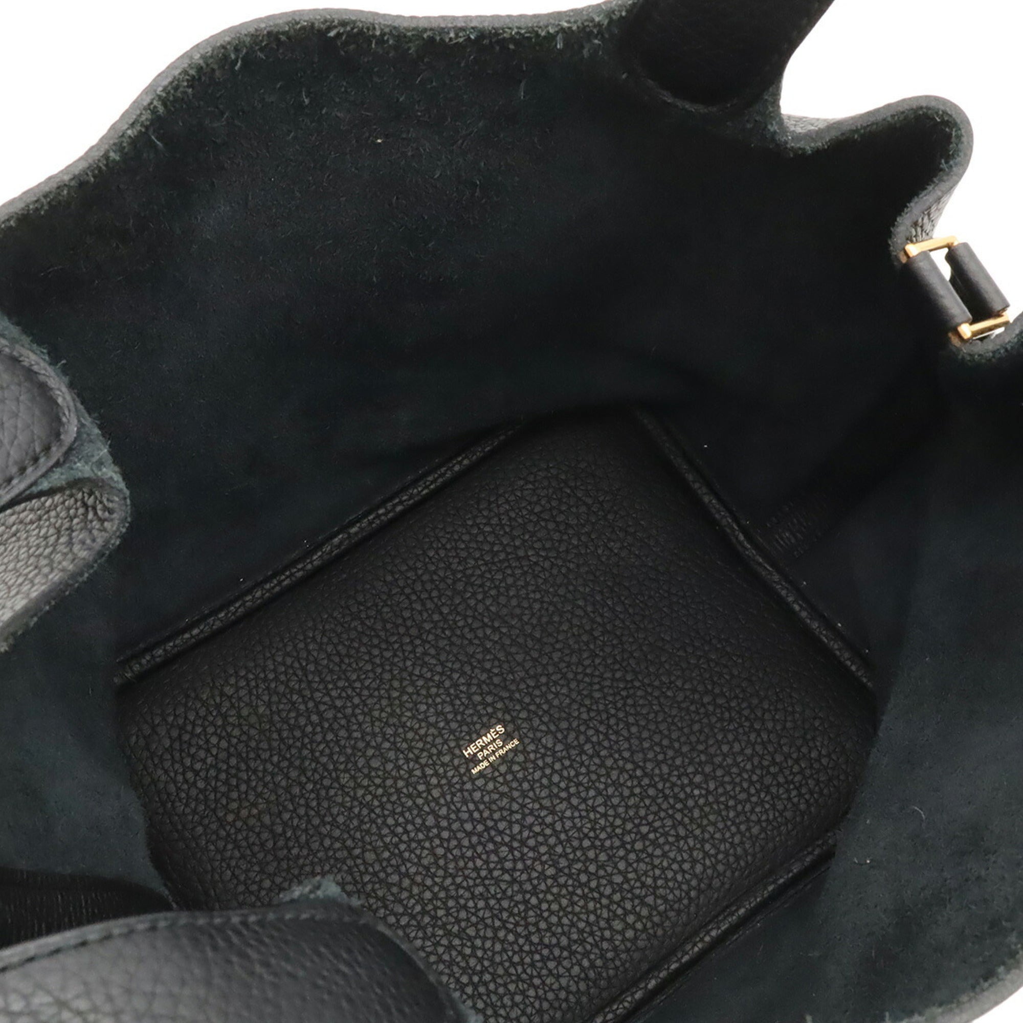 Hermes Black Taurillon Clemence Leather Handbag Tote Bag (Pre-Owned)