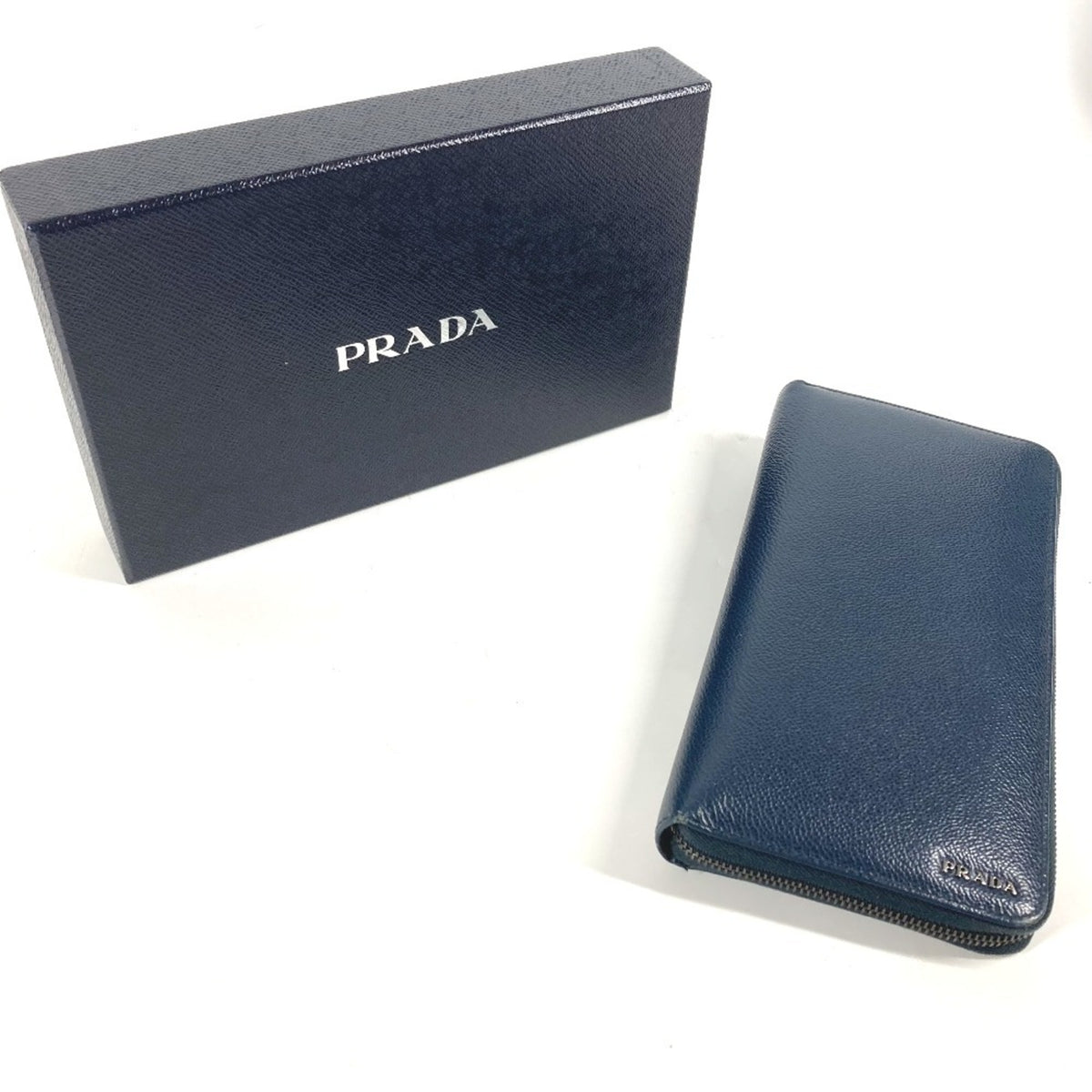 Prada Navy Saffiano Long Wallet (Bi-Fold) (Pre-Owned)