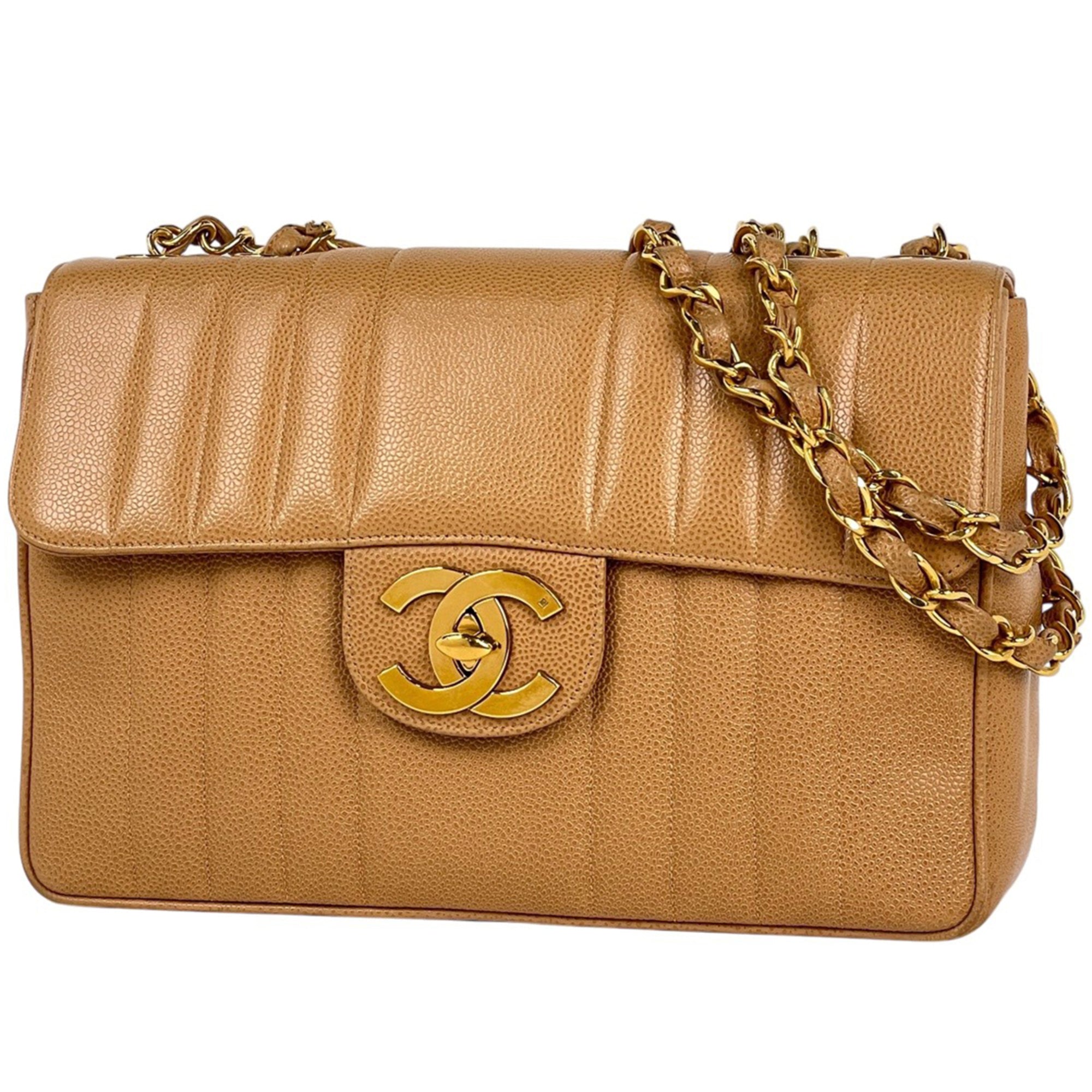 Chanel Mademoiselle Beige Grained Calfskin Shoulder Bag (Pre-Owned)
