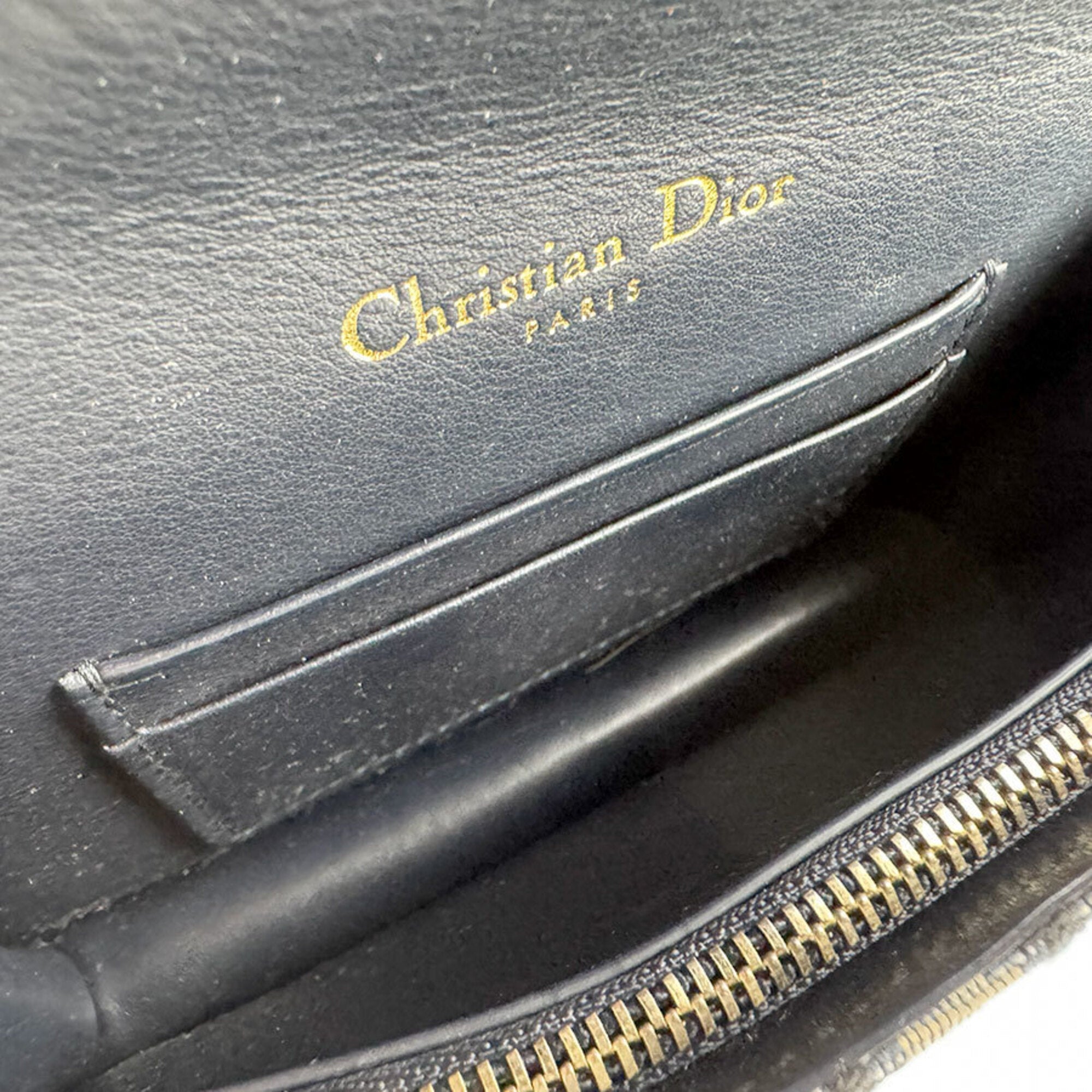 Christian Dior Navy Canvas Leather Sling Bag (Pre-Owned)