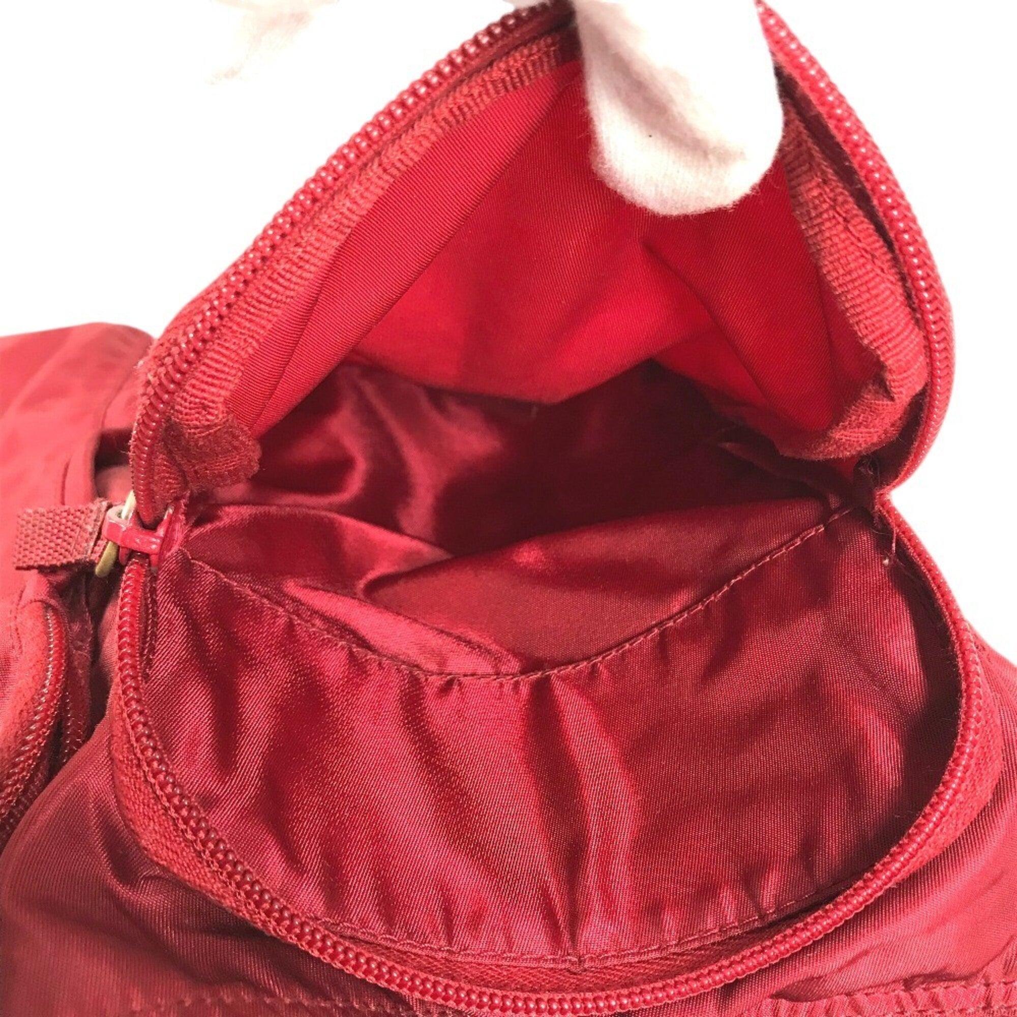 Prada Bordeaux Red Color Nylon Shoulder Bag (Pre-Owned)