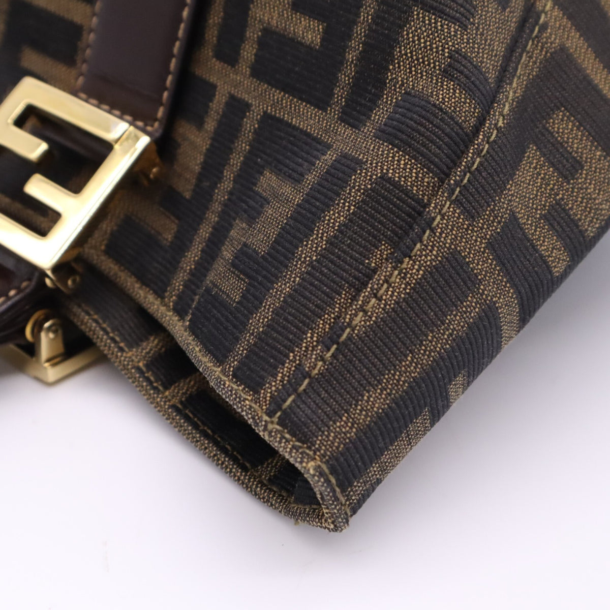 Fendi Zucca Brown Canvas Leather Handbag Tote Bag (Pre-Owned)
